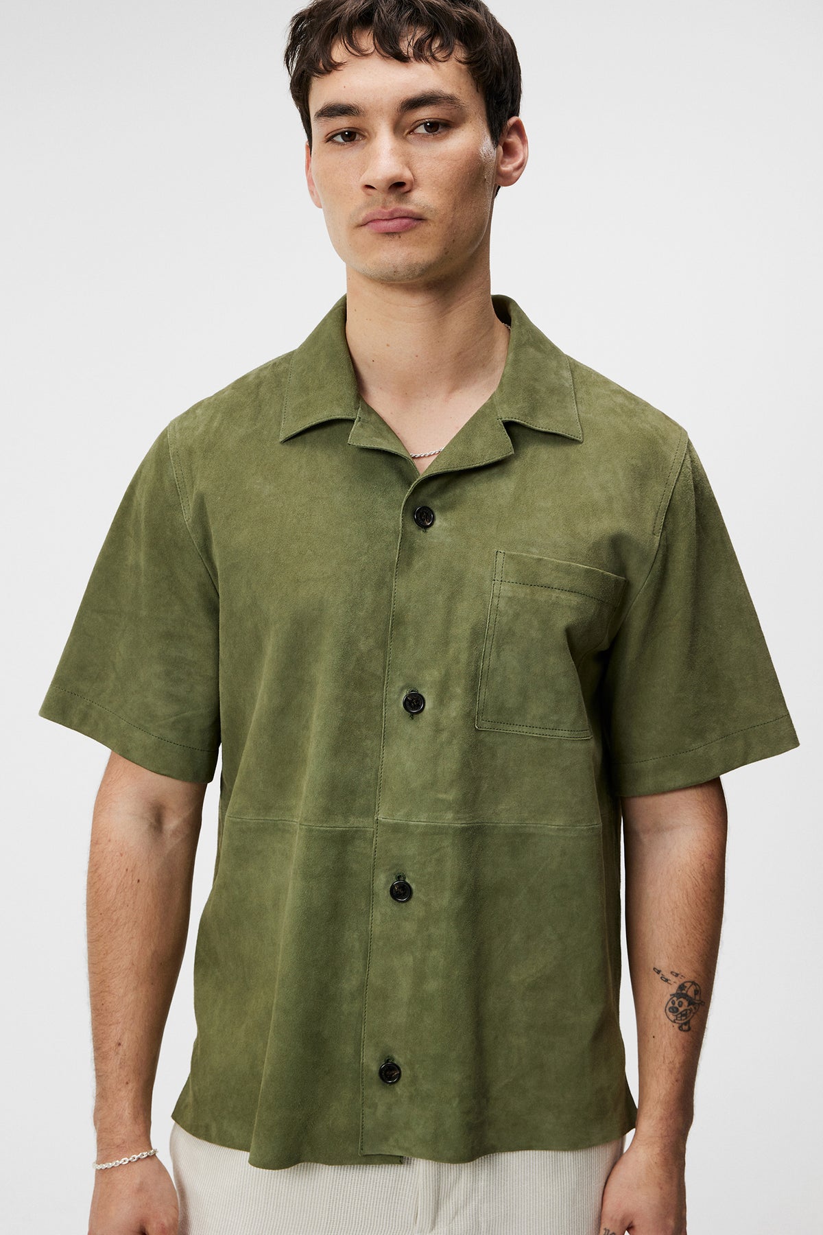 Scottie Suede Overshirt in Oil Green by J.Lindeberg