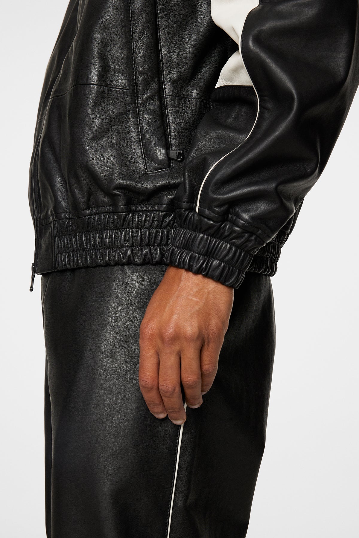 Lex Leather Track Jacket in Black by J.Lindeberg