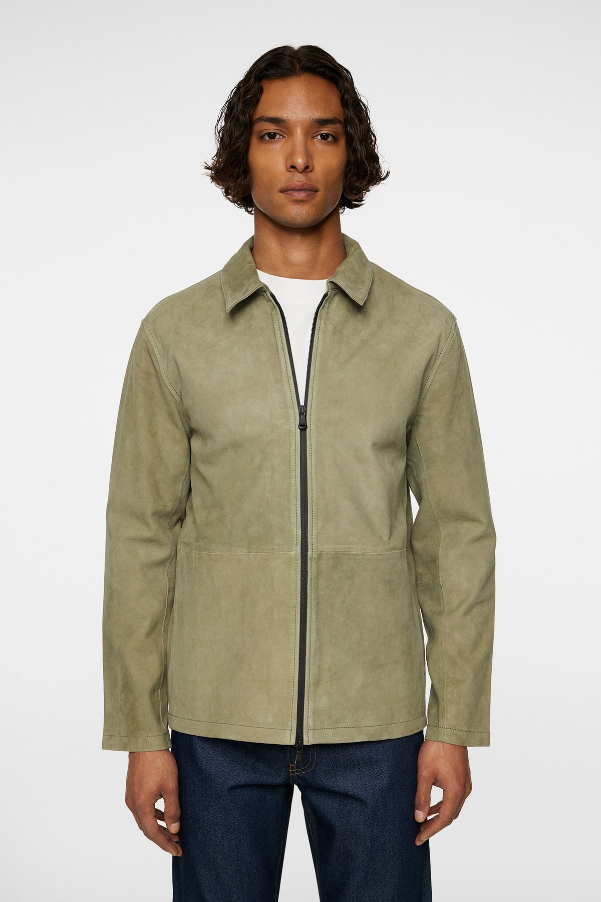 Jonah WR Suede Overshirt in Olivine by J.Lindeberg