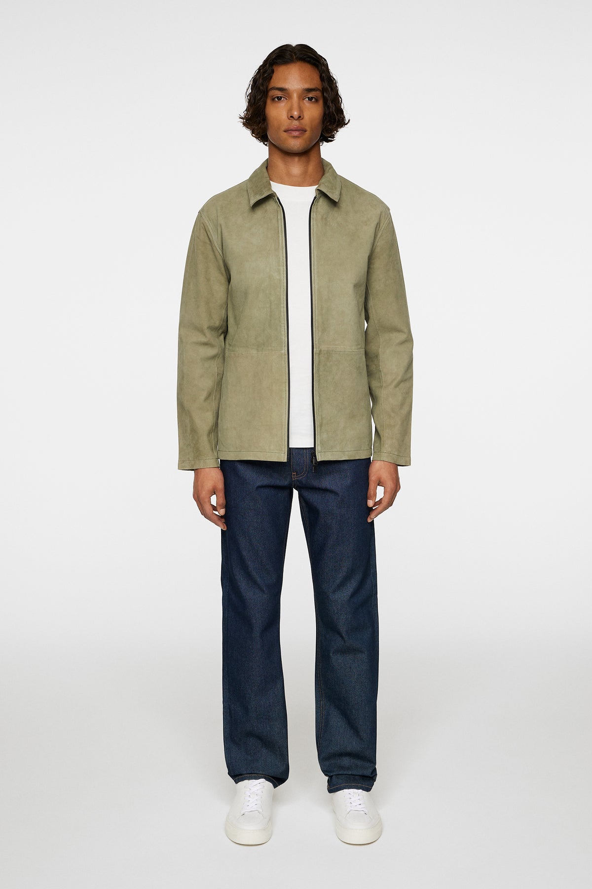 Jonah WR Suede Overshirt in Olivine by J.Lindeberg