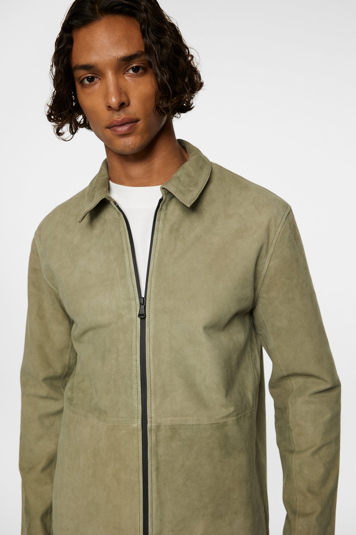 Jonah WR Suede Overshirt in Olivine by J.Lindeberg