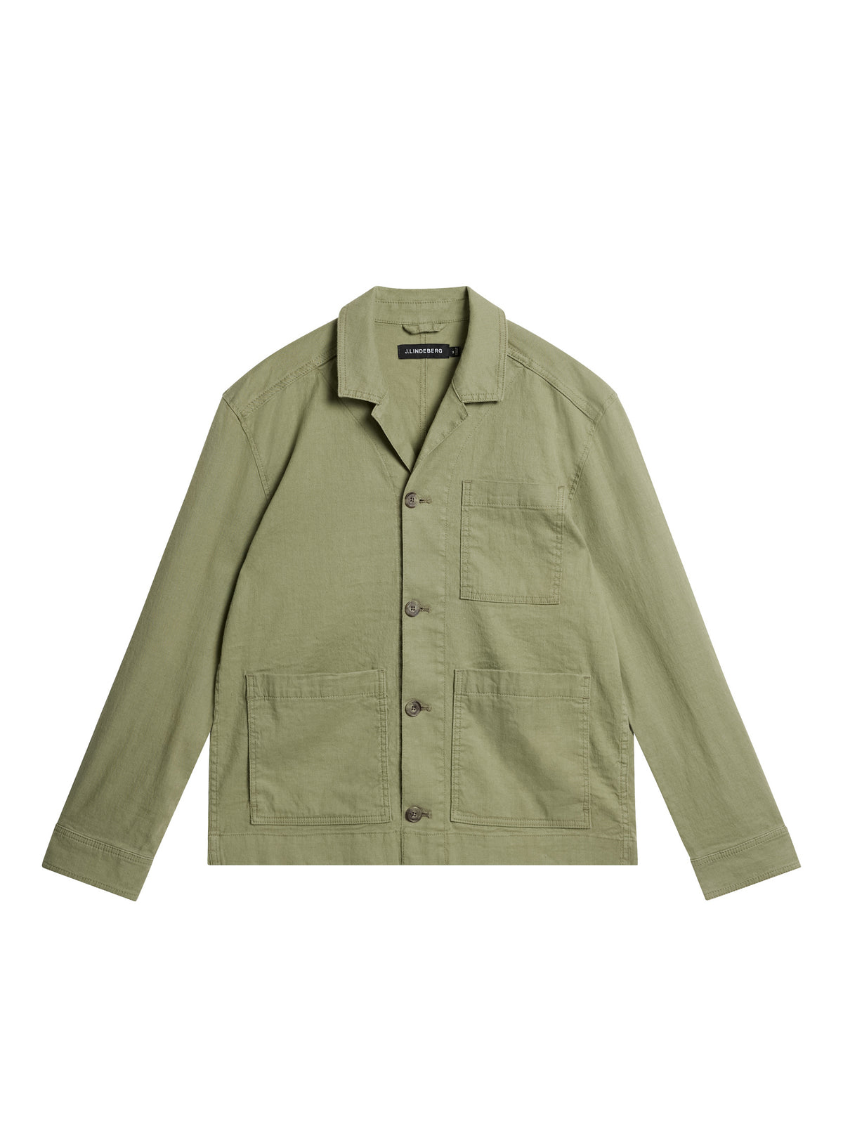 Errol Linen workwear overshirt in Oil Green by J.Lindeberg