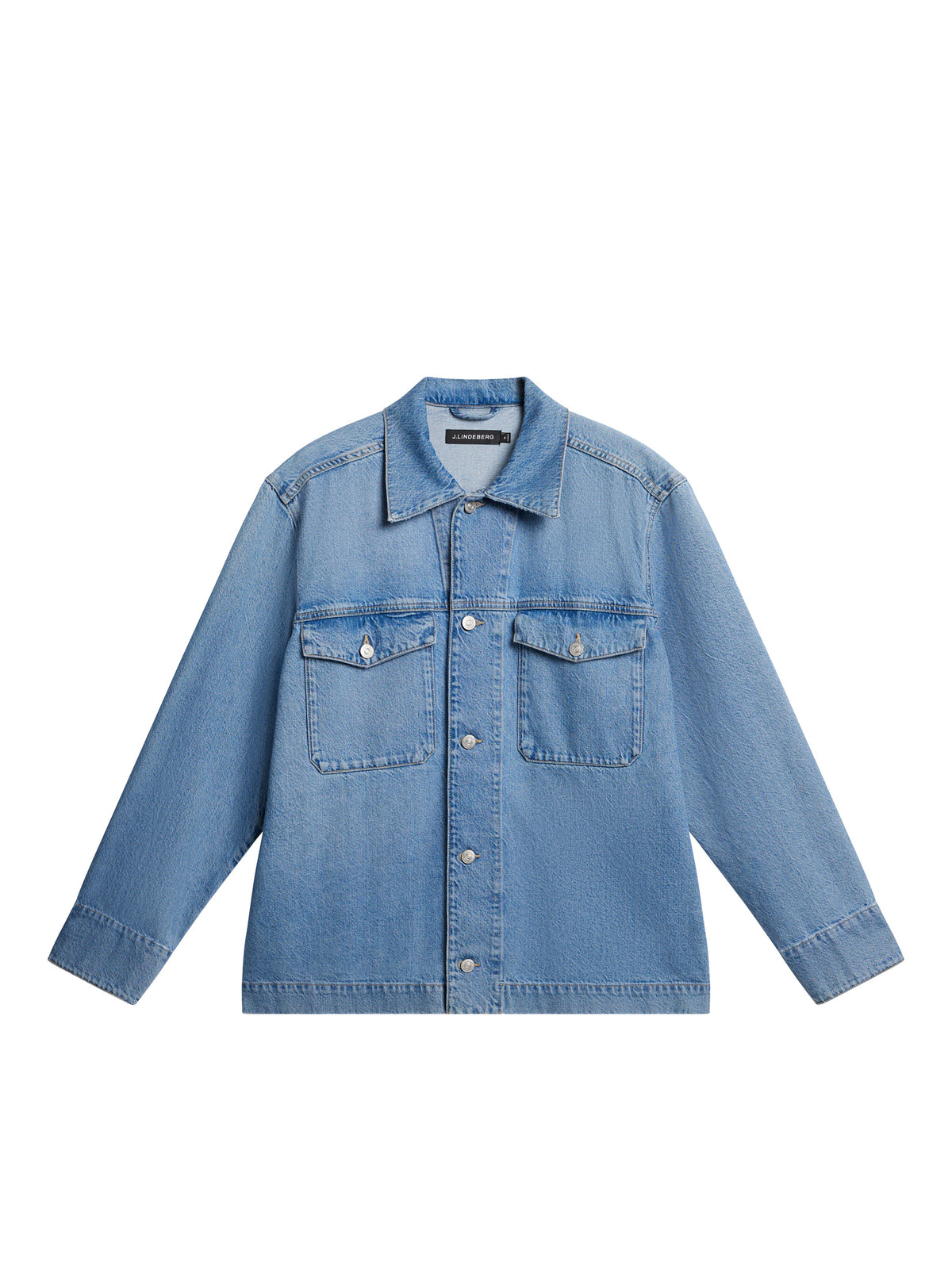 Hunt Washed Denim Overshirt in Mid Blue by J.Lindeberg