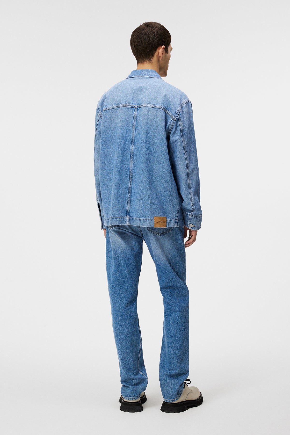 Hunt Washed Denim Overshirt in Mid Blue by J.Lindeberg