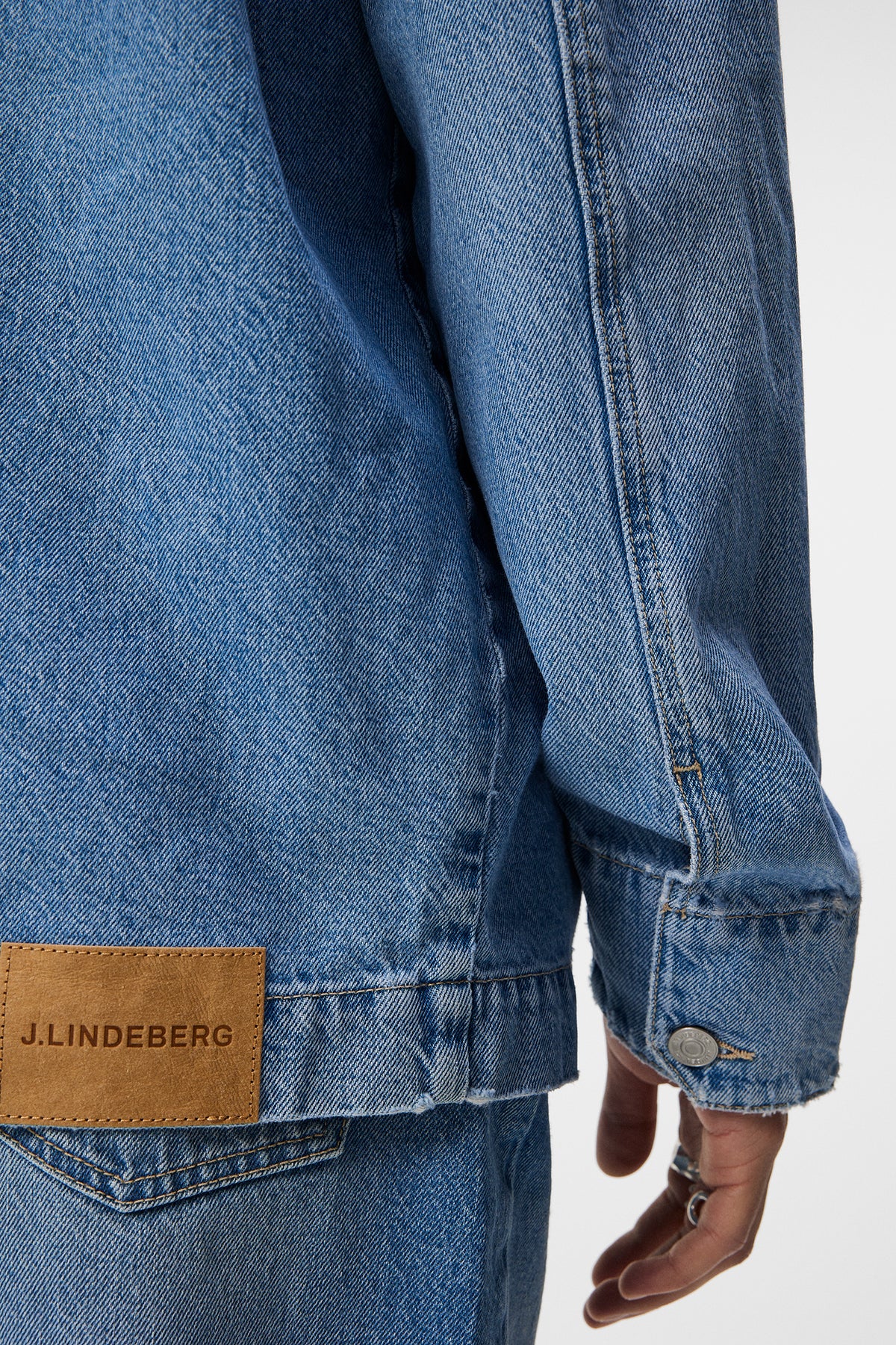 Hunt Washed Denim Overshirt in Mid Blue by J.Lindeberg