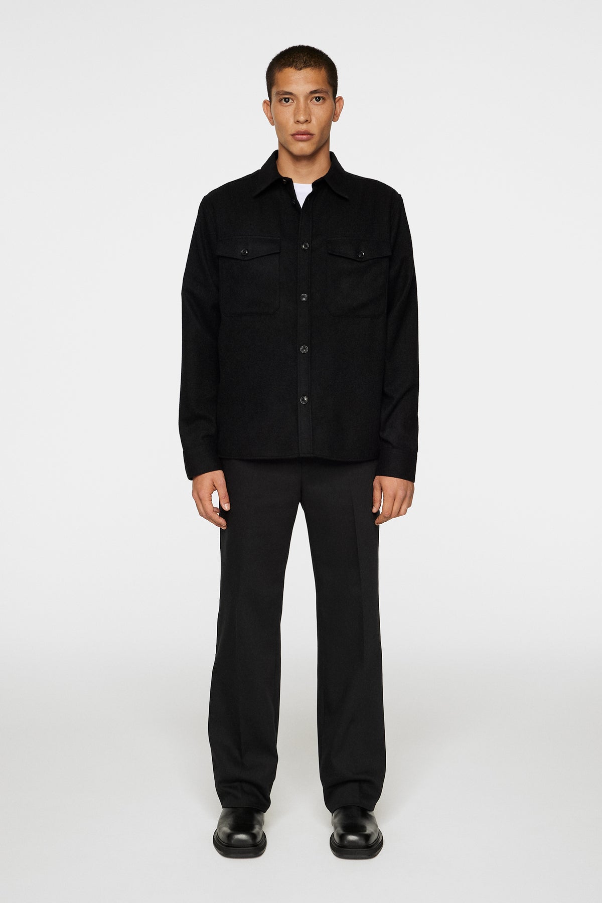 Flat Wool Overshirt in Black by J.Lindeberg