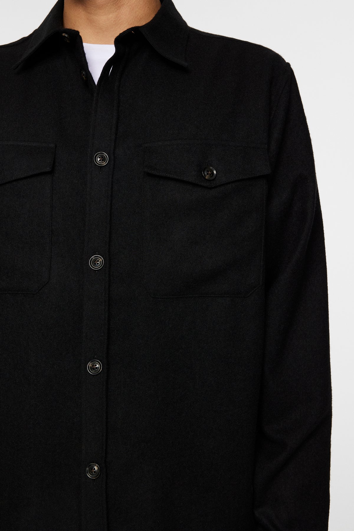 Flat Wool Overshirt in Black by J.Lindeberg