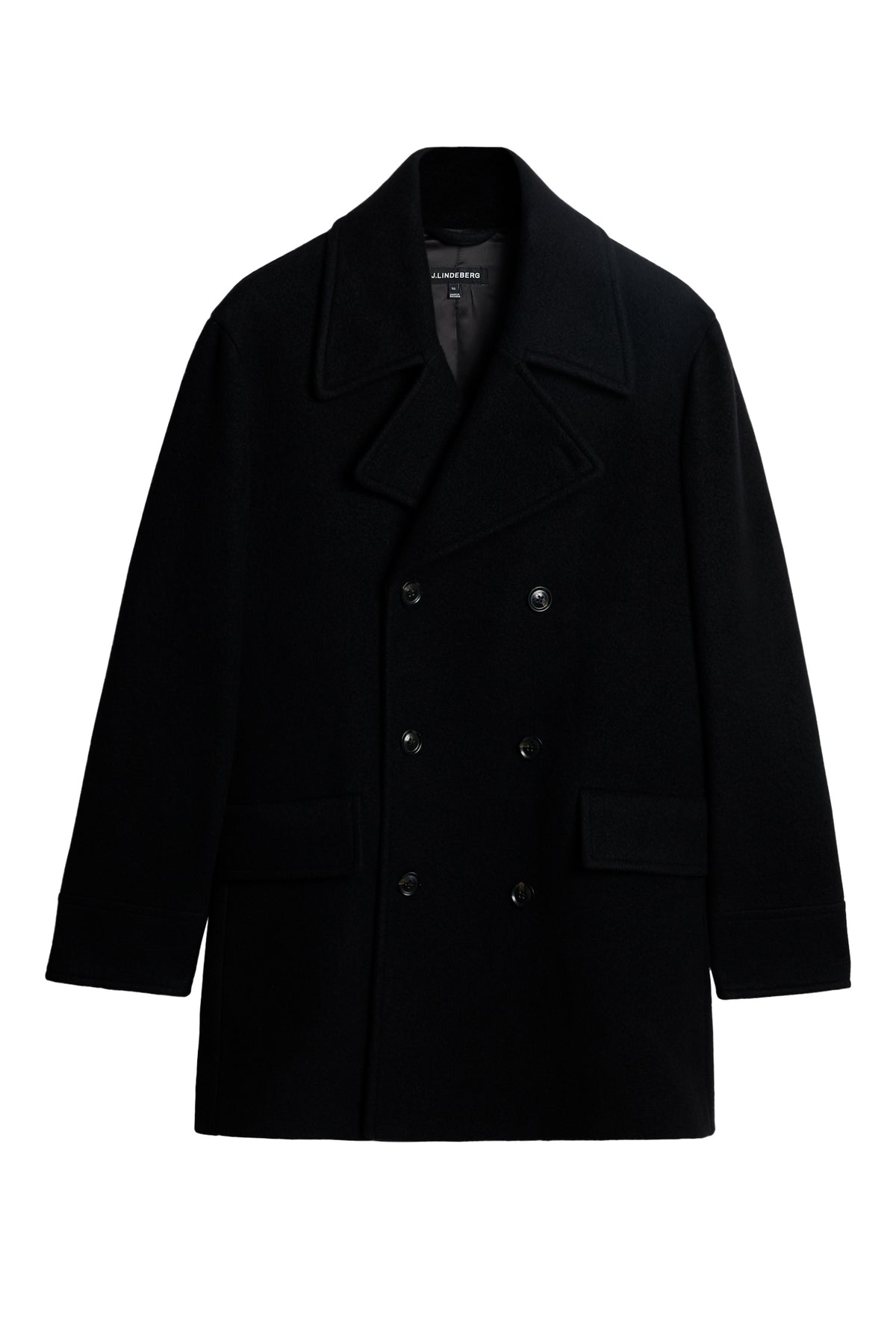 Arno Double Breasted Coat in Black by J.Lindeberg