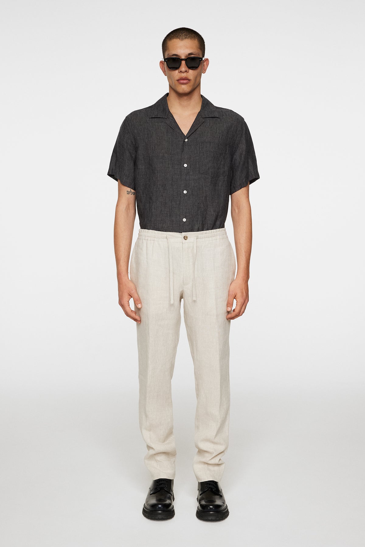 Soren Drape Linen Pants in Moonbeam by J.Lindeberg