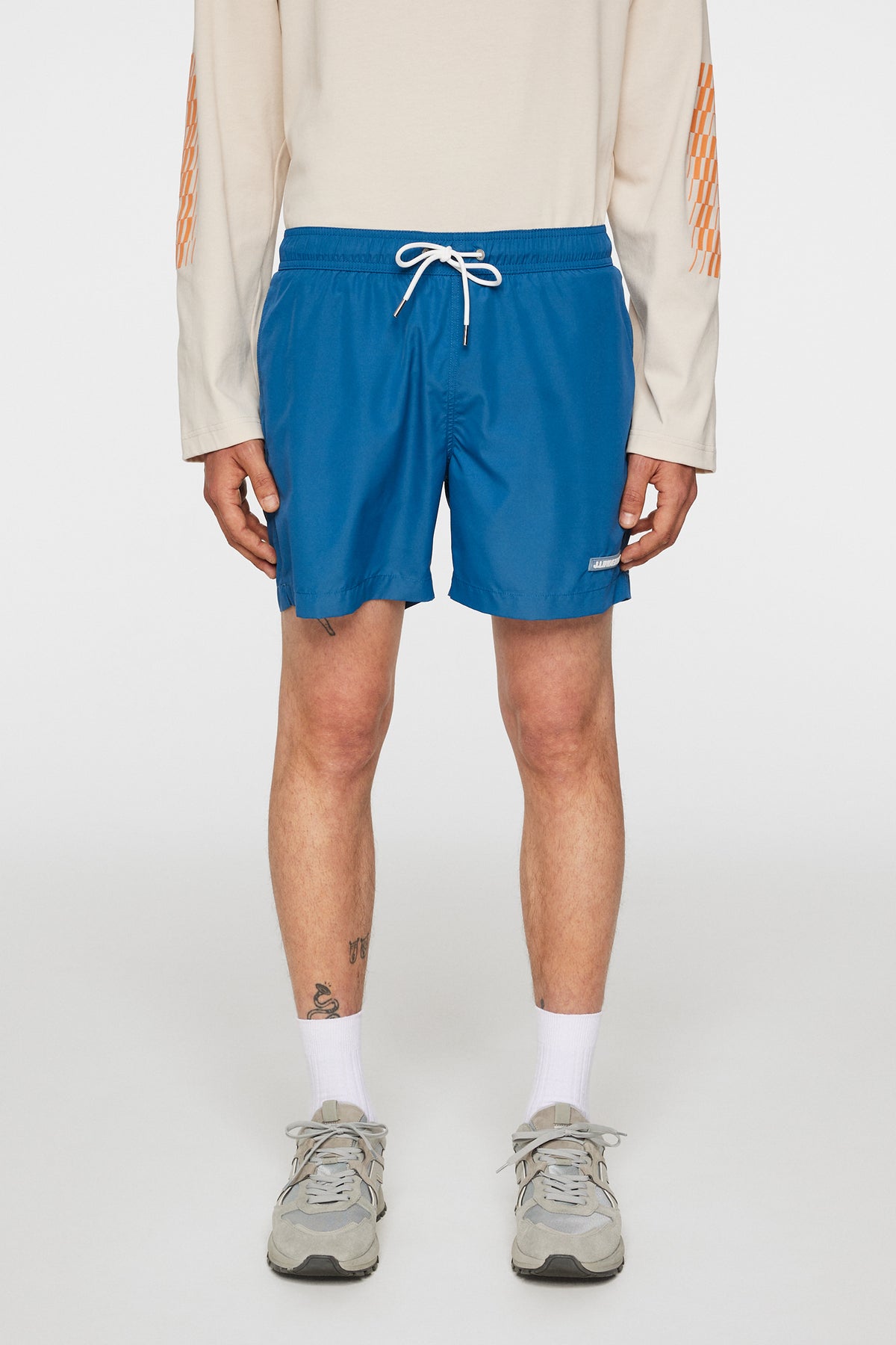 Banks Solid Swim Trunks in Dark Blue by J.Lindeberg
