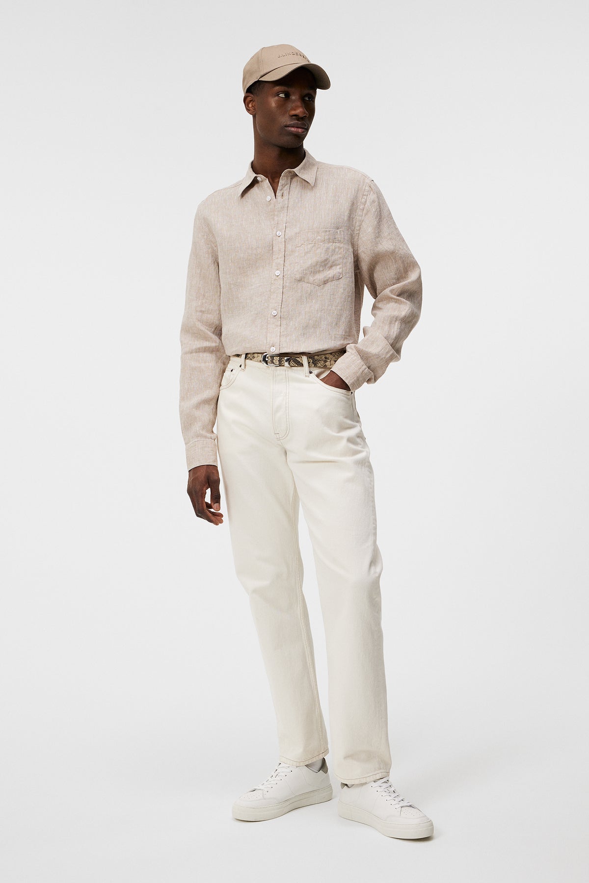 Slim LS Linen Melange Shirt in Batique Khaki by J.Lindeberg