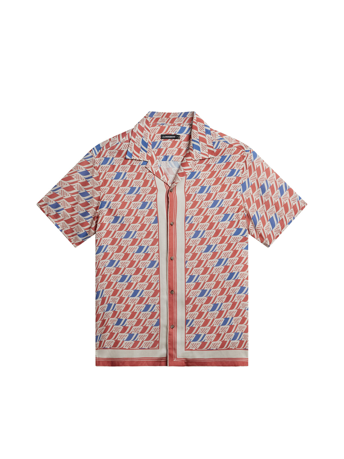 Elio Tencel Moto Print Shirt in Moto Monogram Border Cedar by J.Lindeberg
