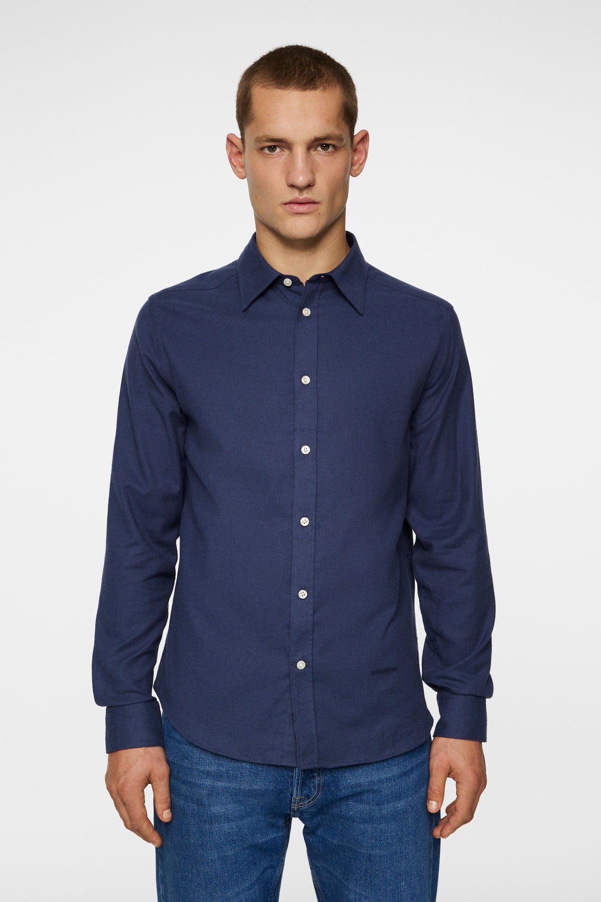 Light Flannel Slim Shirt in JL Navy by J.Lindeberg