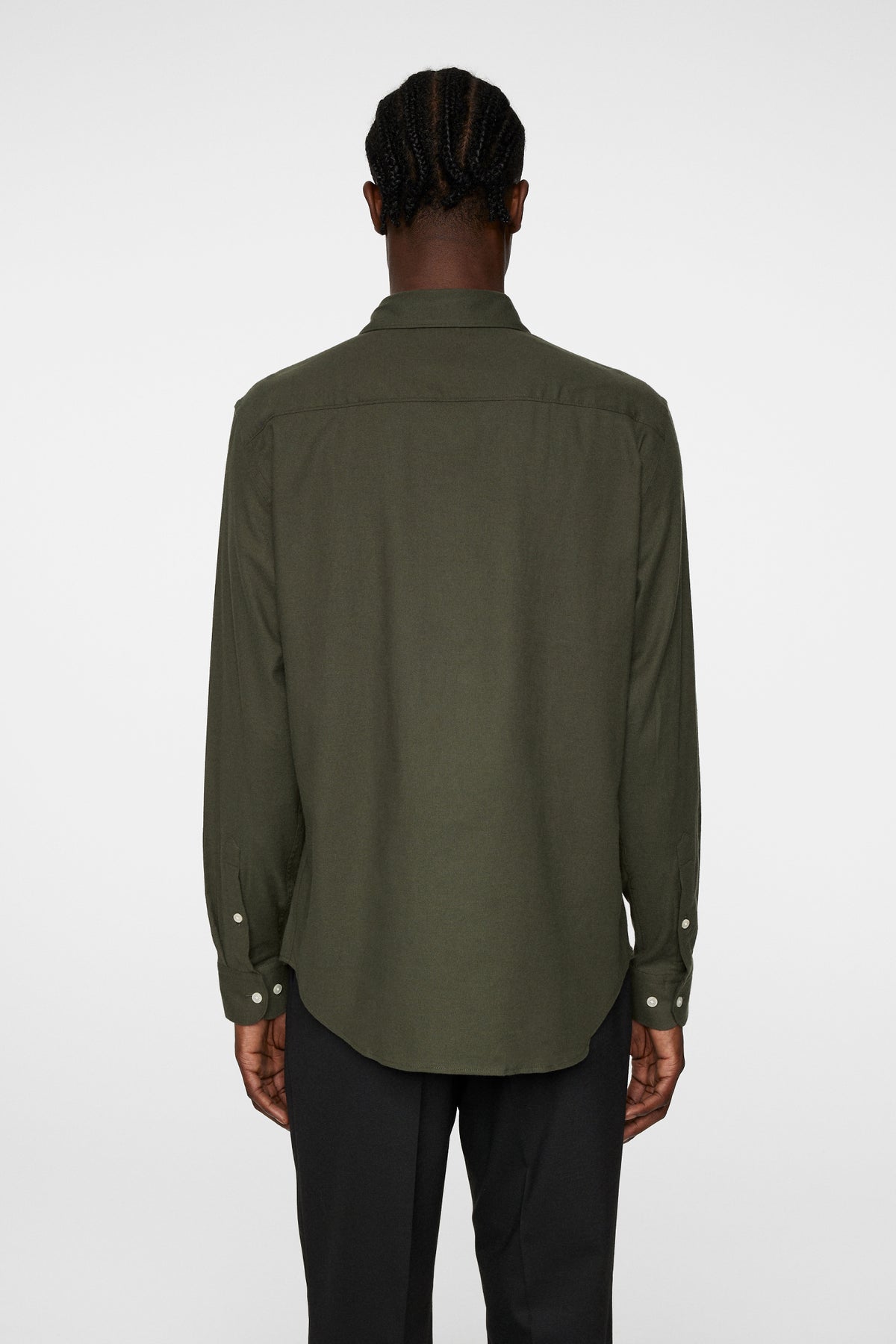 Light Flannel Slim Shirt in Forest Green by J.Lindeberg