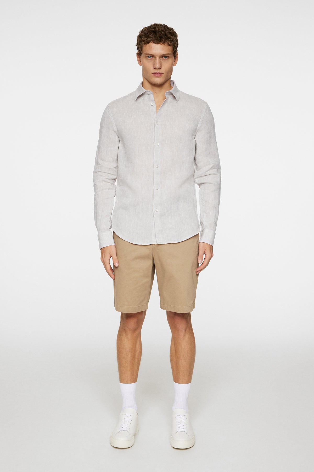 Slim LS Linen Melange Shirt in Moonbeam by J.Lindeberg