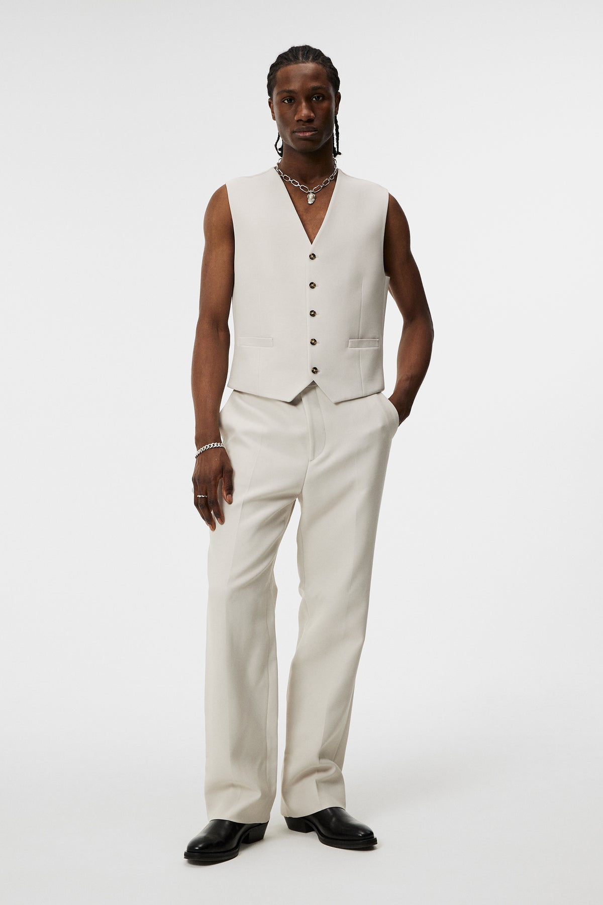Walid Double weave Waistcoat in Moonbeam by J.Lindeberg