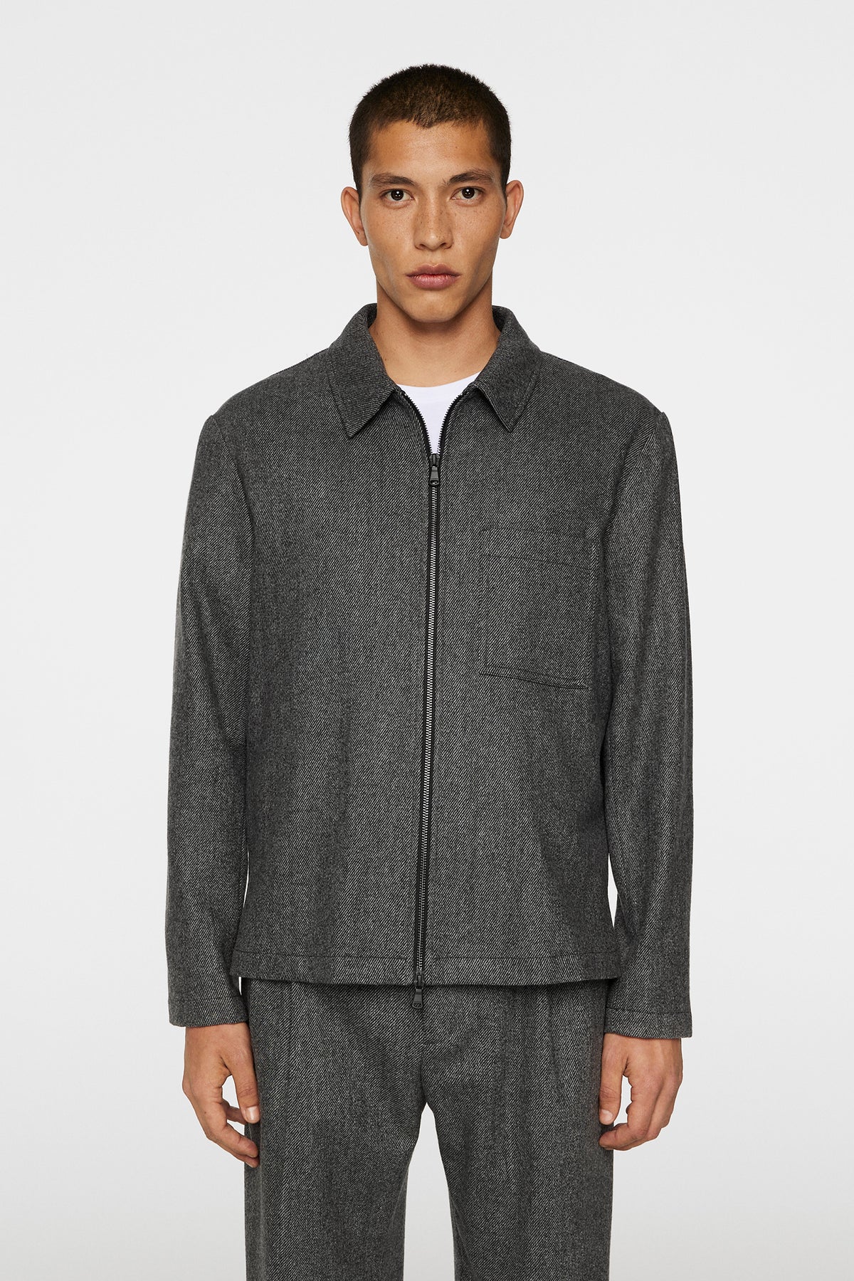 Julius Cash Flannel Overshirt in Night Owl by J.Lindeberg