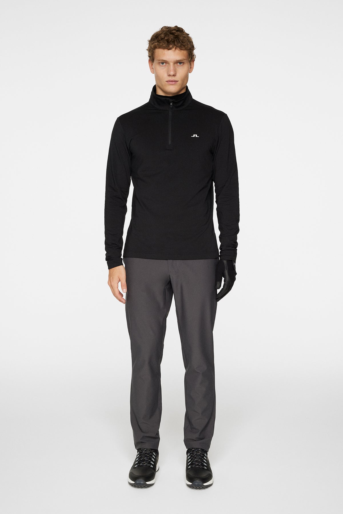 Luke Quarter Zip Mid Layer in Black by J.Lindeberg