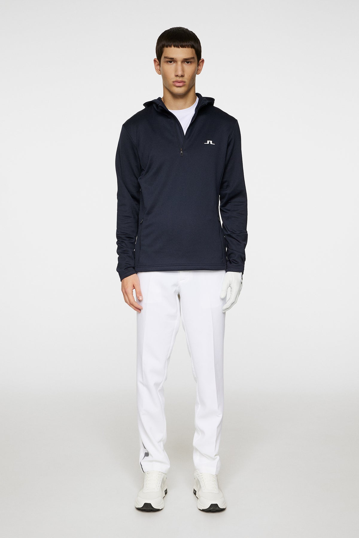 Aerial Quarter Zip Hood in JL Navy by J.Lindeberg