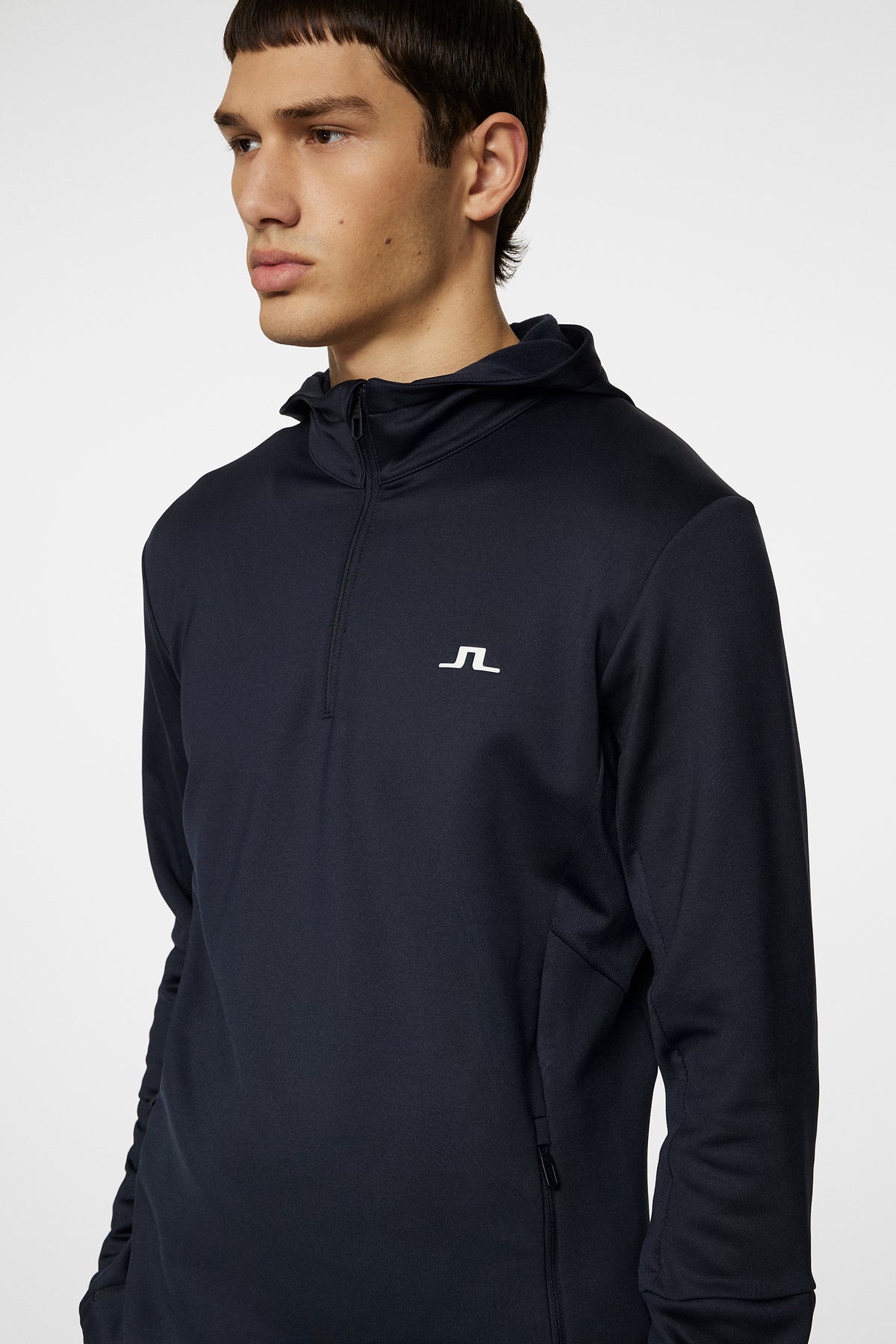 Aerial Quarter Zip Hood in JL Navy by J.Lindeberg