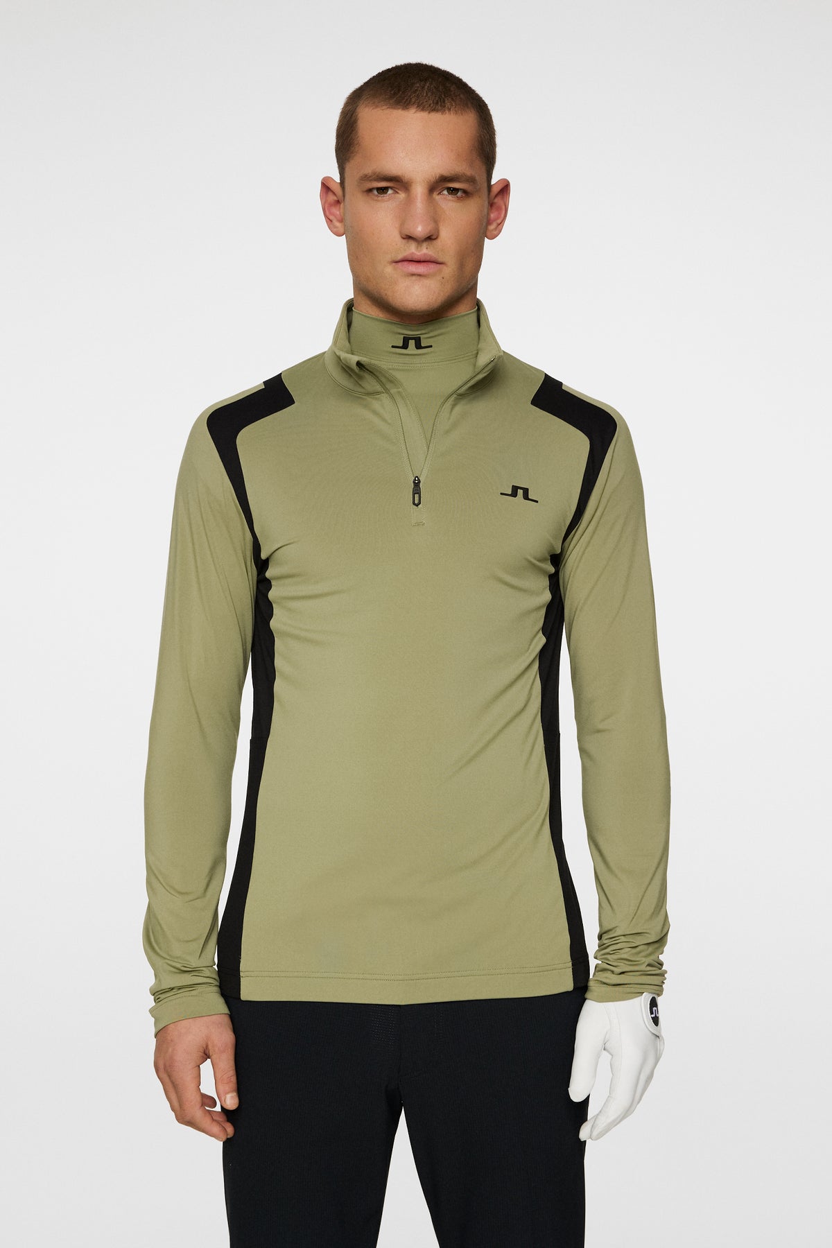 Lukas Quarter Zip Mid Layer in Oil Green by J.Lindeberg