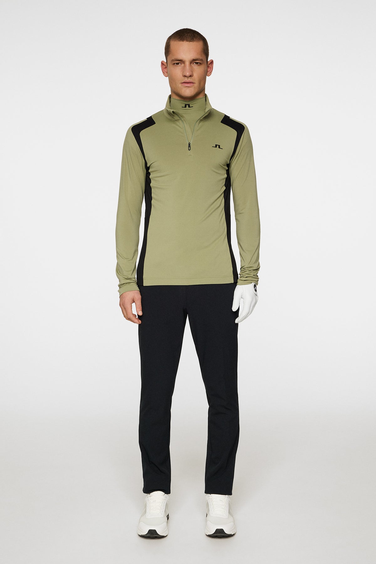 Lukas Quarter Zip Mid Layer in Oil Green by J.Lindeberg