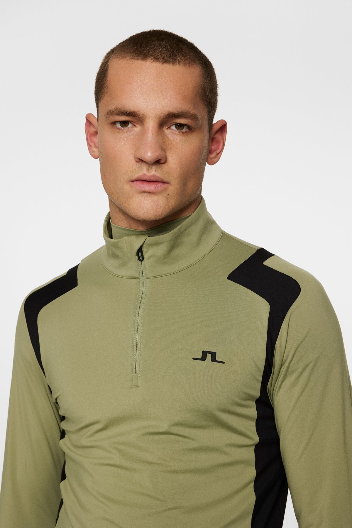 Lukas Quarter Zip Mid Layer in Oil Green by J.Lindeberg