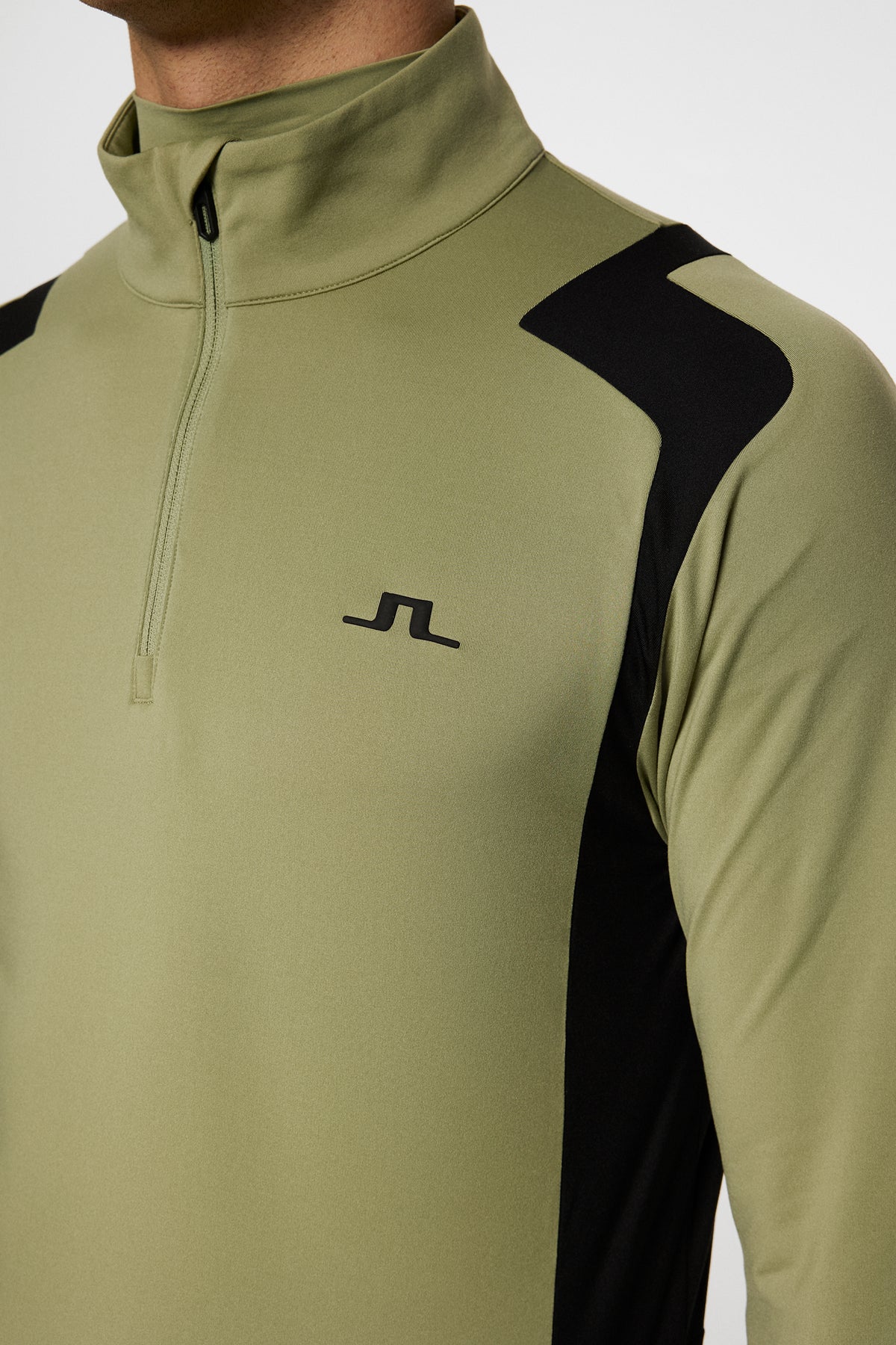 Lukas Quarter Zip Mid Layer in Oil Green by J.Lindeberg