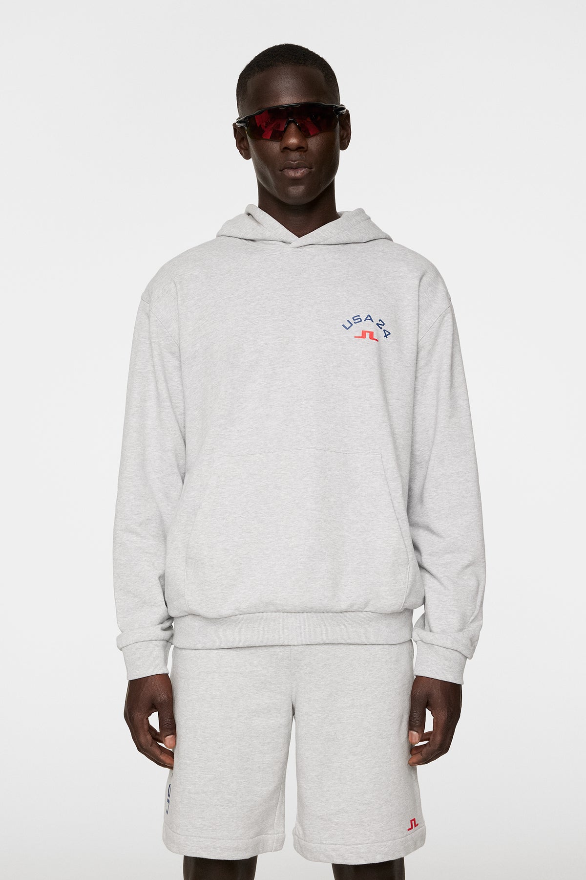Fabrice Hoodie in Light Grey Melange by J.Lindeberg