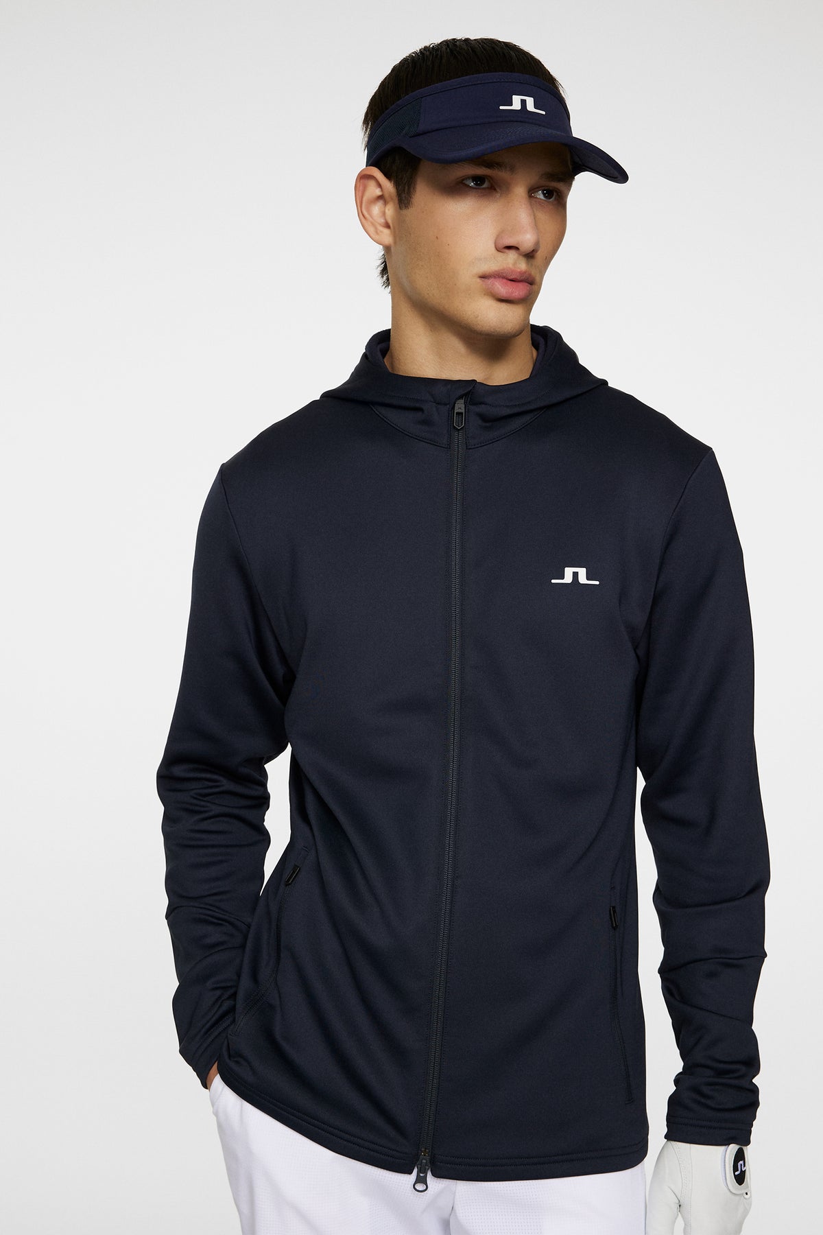 Aerial Full Zip Hood in JL Navy by J.Lindeberg