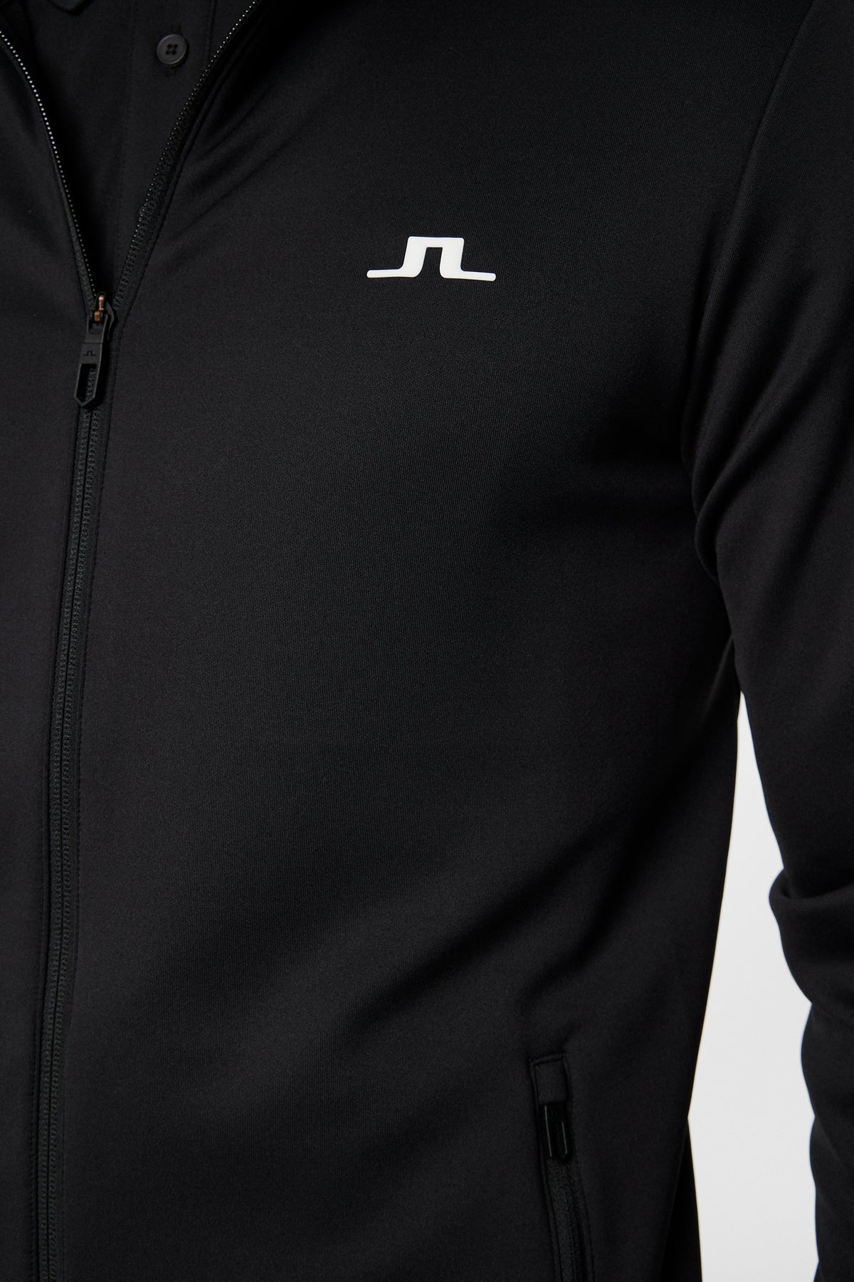 Aerial Full Zip Hood in Black by J.Lindeberg
