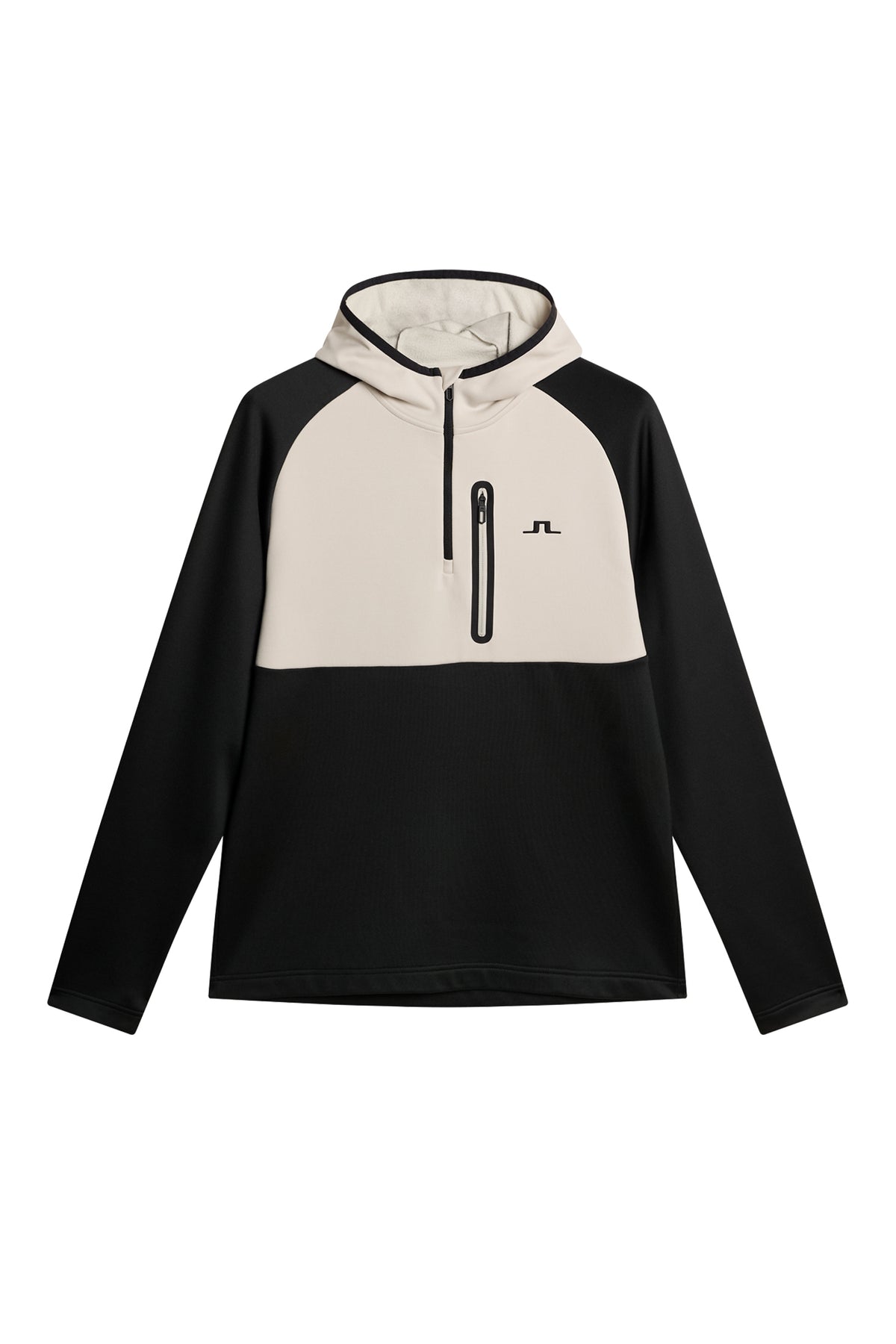 Adam Quarter Zip Hood in Black by J.Lindeberg