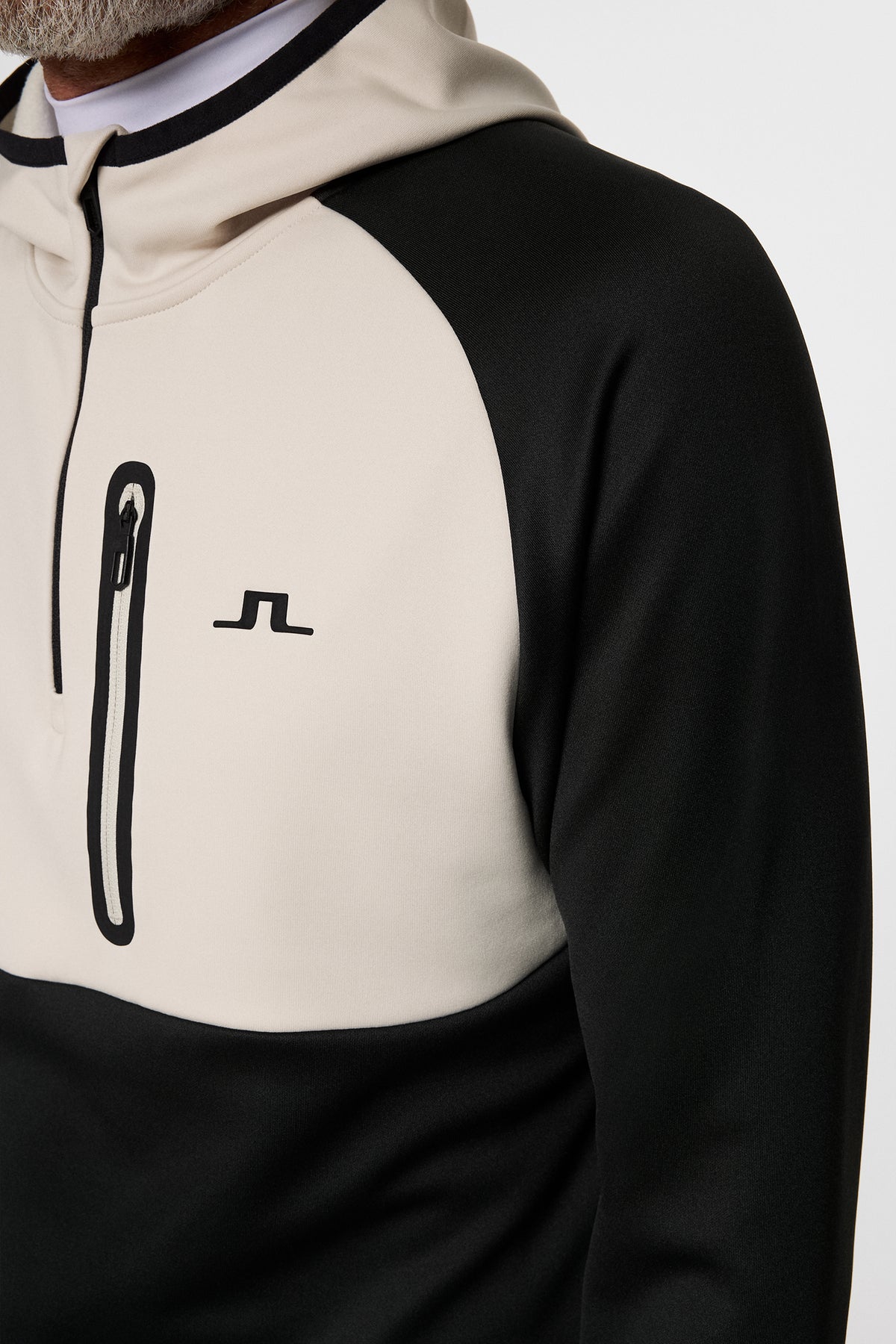 Adam Quarter Zip Hood in Black by J.Lindeberg