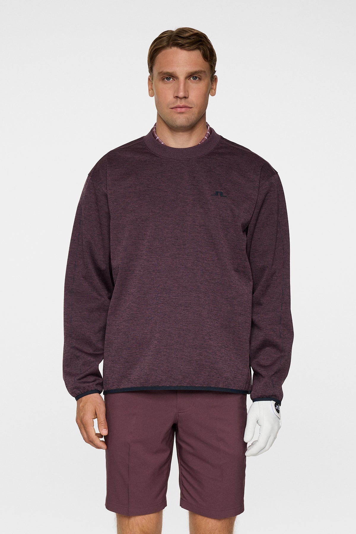 Jose Windblock Crew Neck in Huckleberry melange by J.Lindeberg