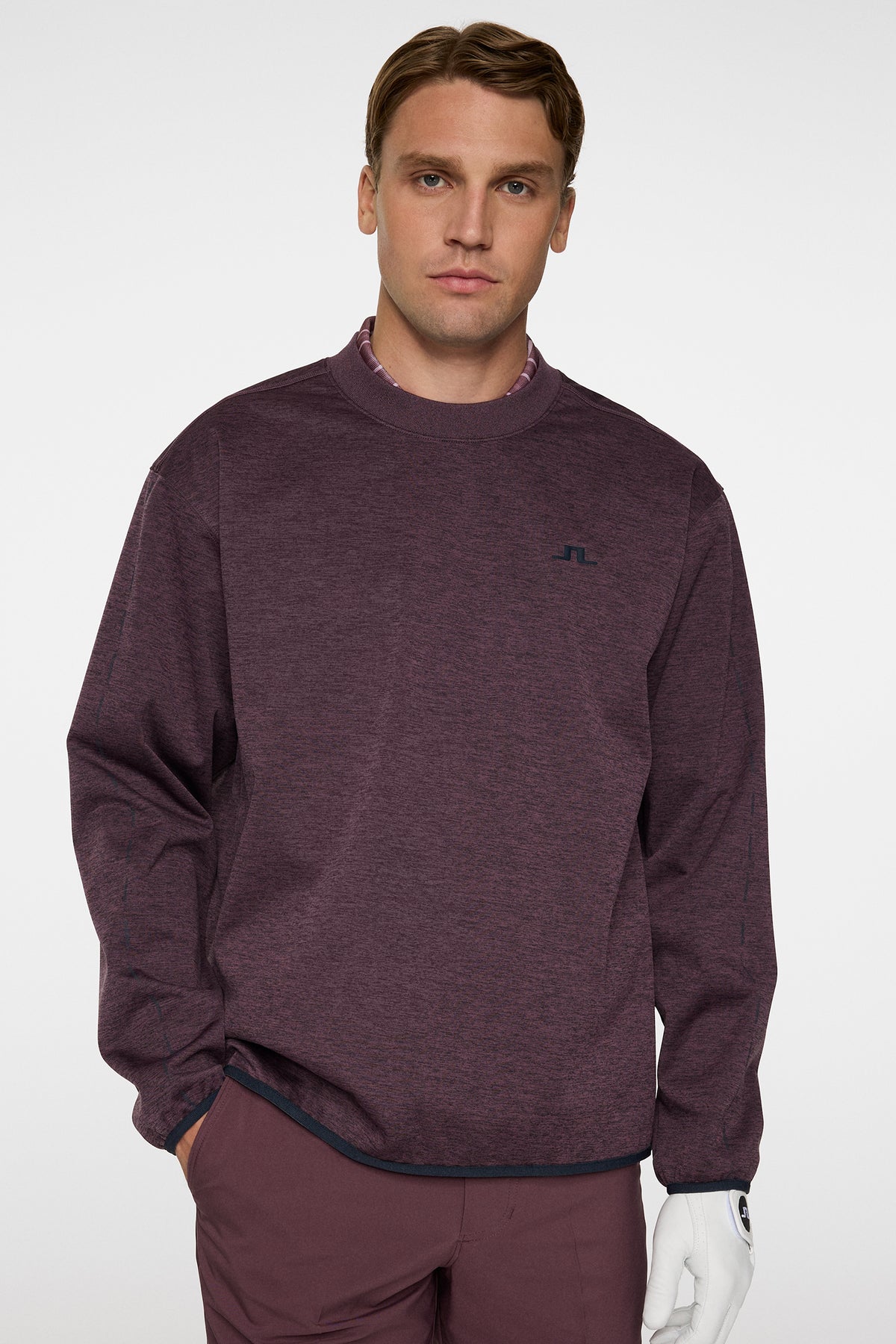 Jose Windblock Crew Neck in Huckleberry melange by J.Lindeberg
