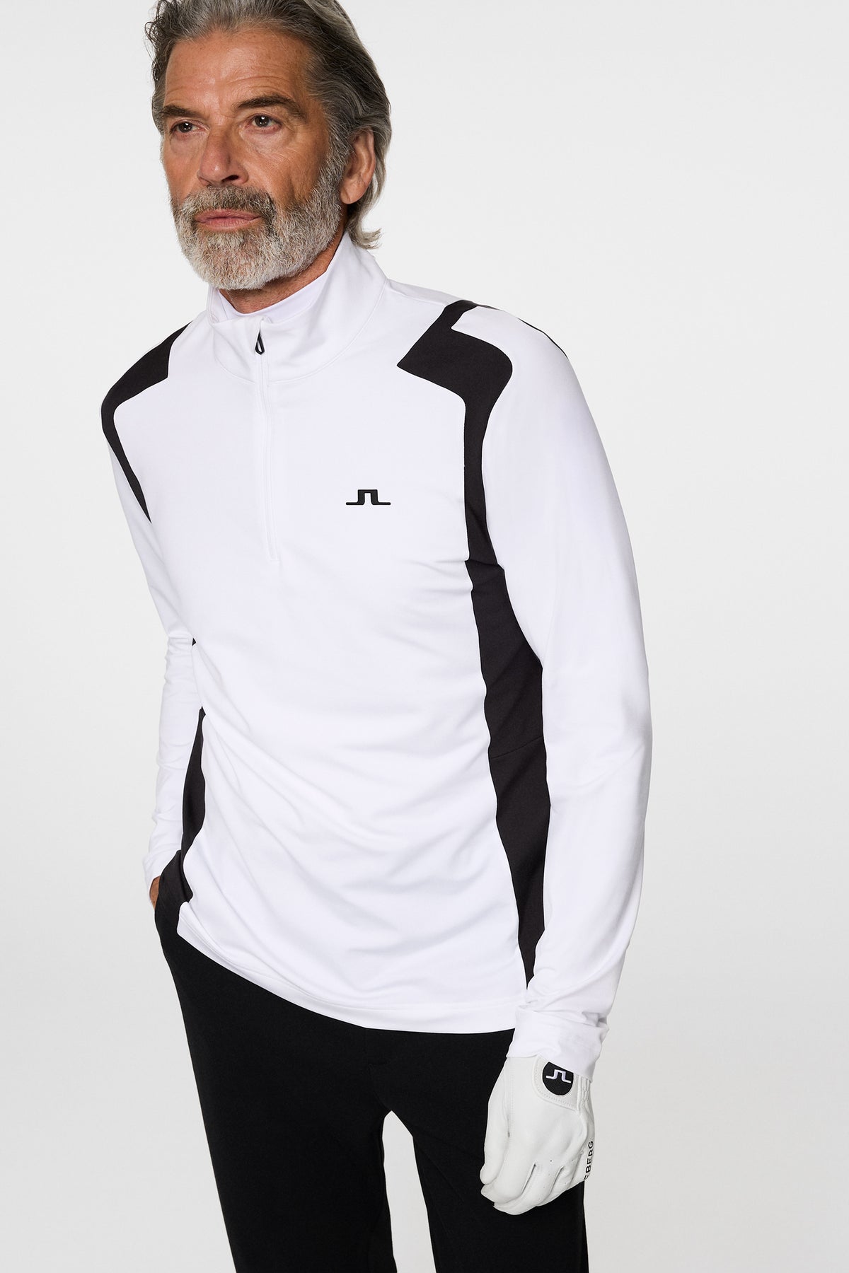 Lukas Quarter Zip Mid Layer in White by J.Lindeberg