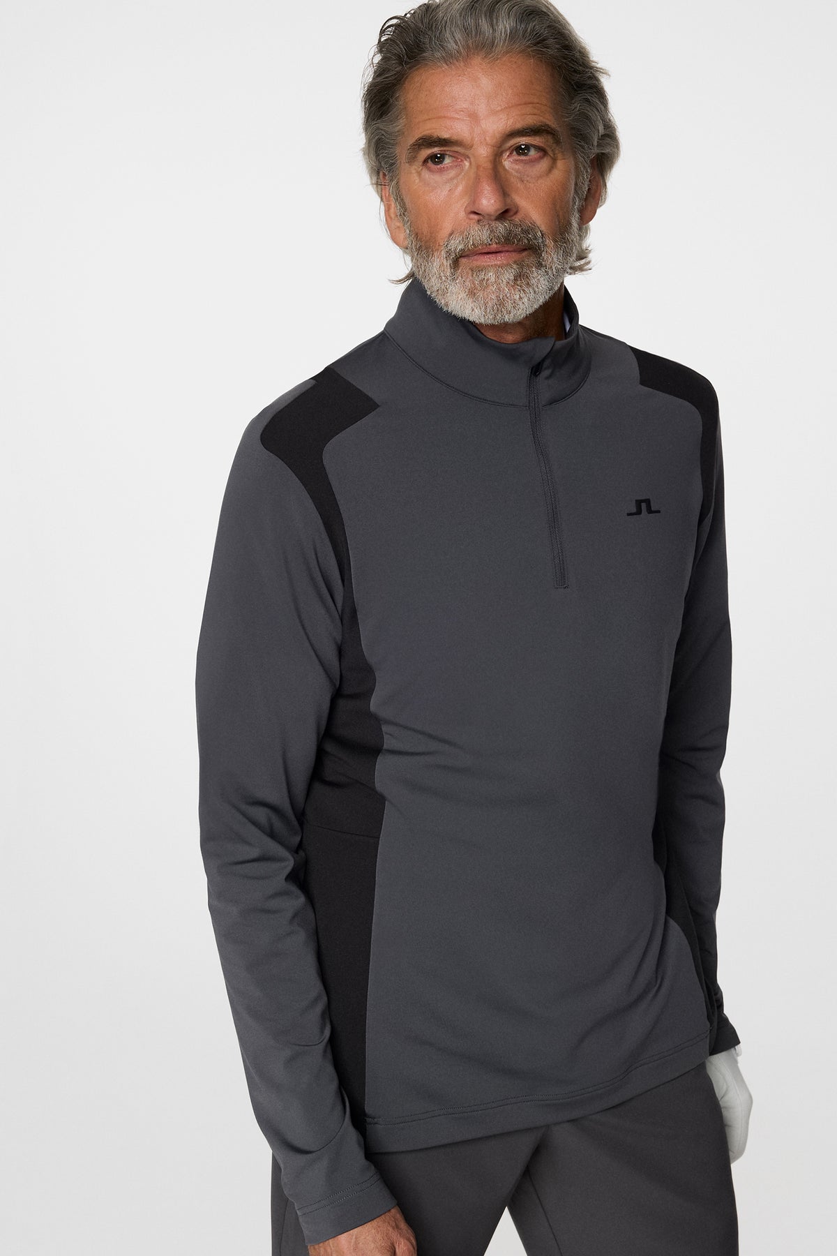Lukas Quarter Zip Mid Layer in Asphalt by J.Lindeberg