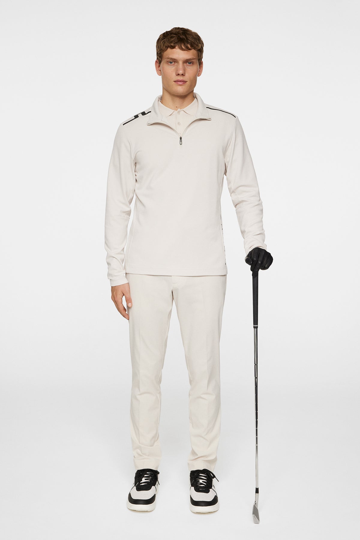 Leon Quarter Zip Mid Layer in Moonbeam by J.Lindeberg
