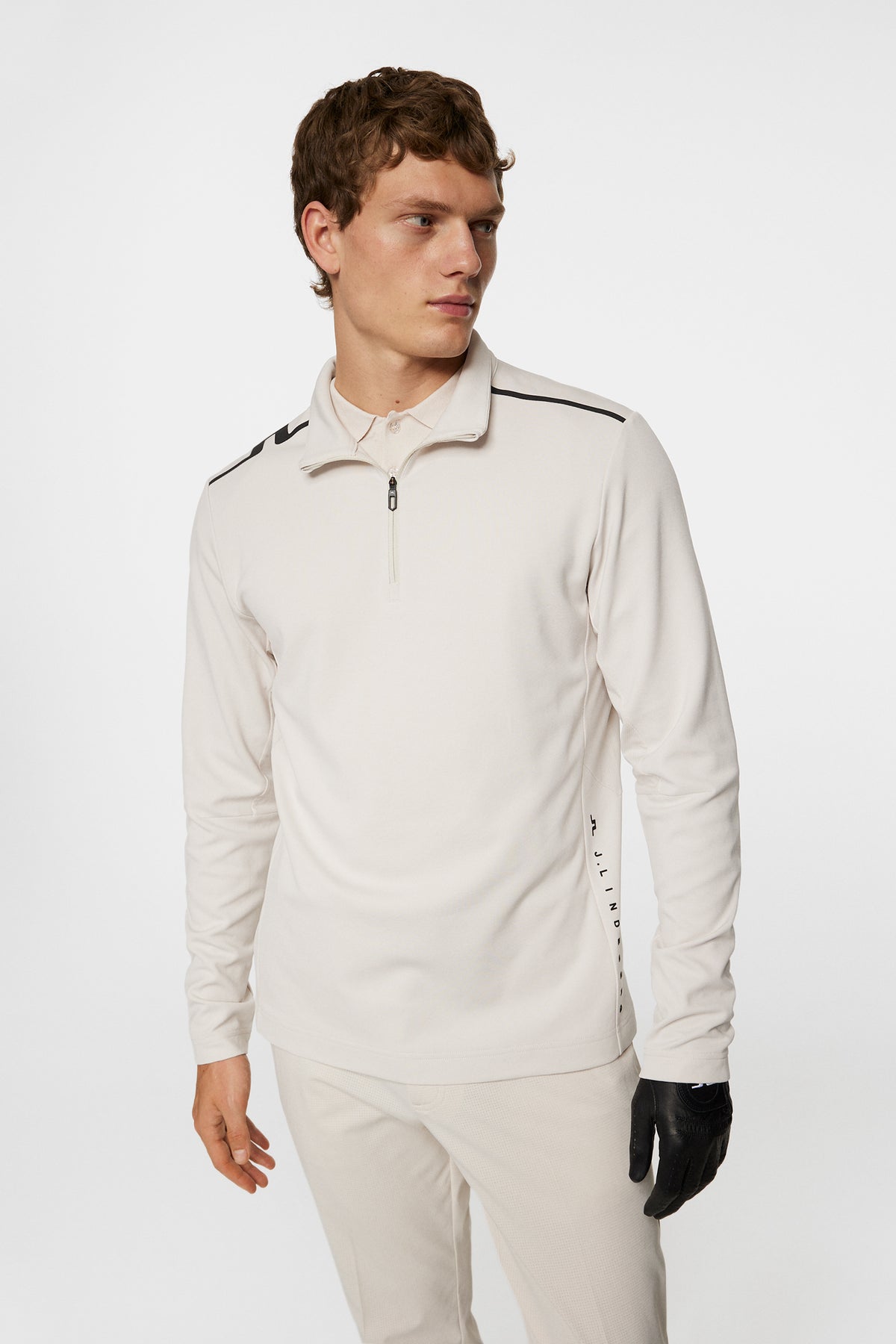 Leon Quarter Zip Mid Layer in Moonbeam by J.Lindeberg