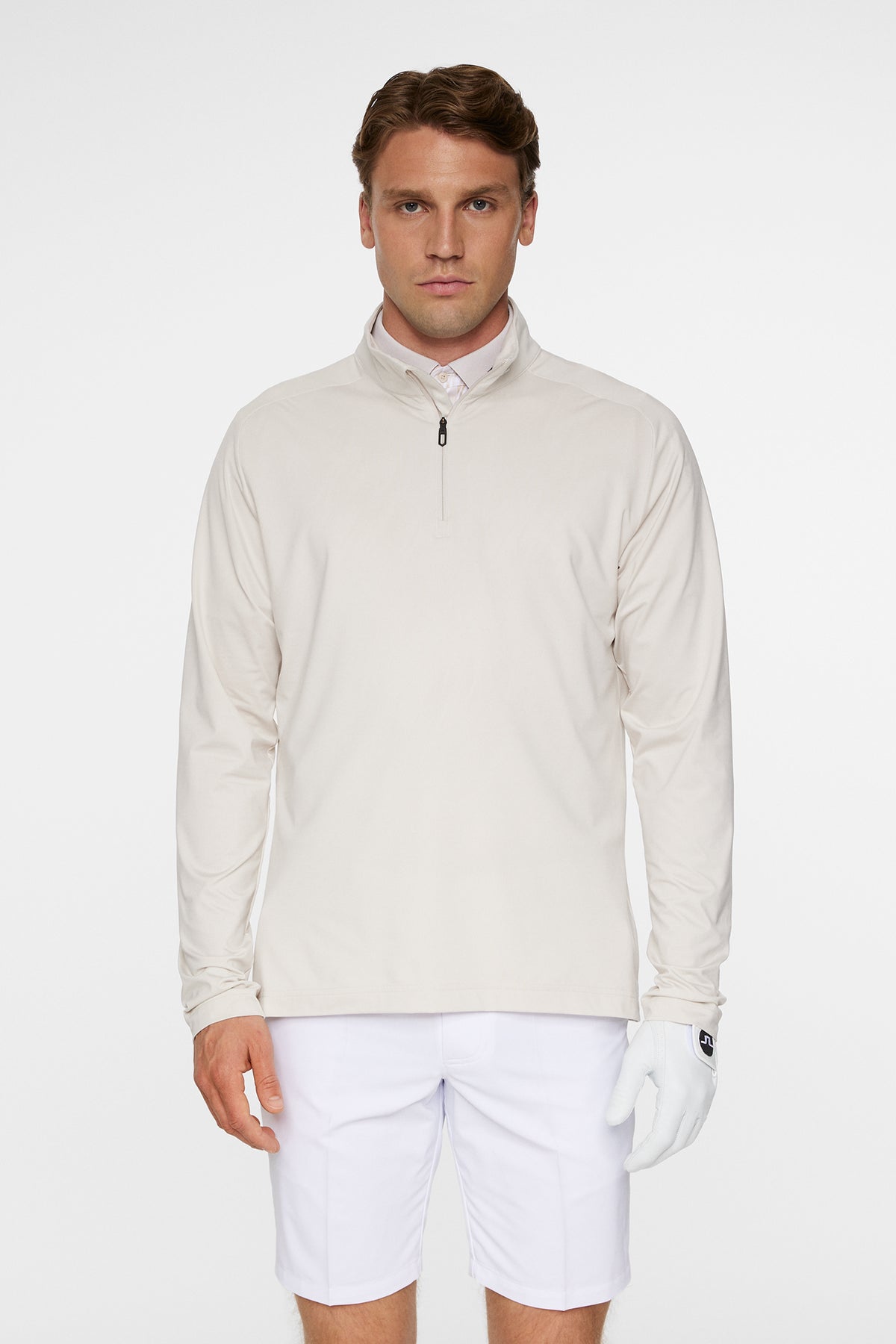 Harry Quarter Zip Mid Layer in Moonbeam by J.Lindeberg