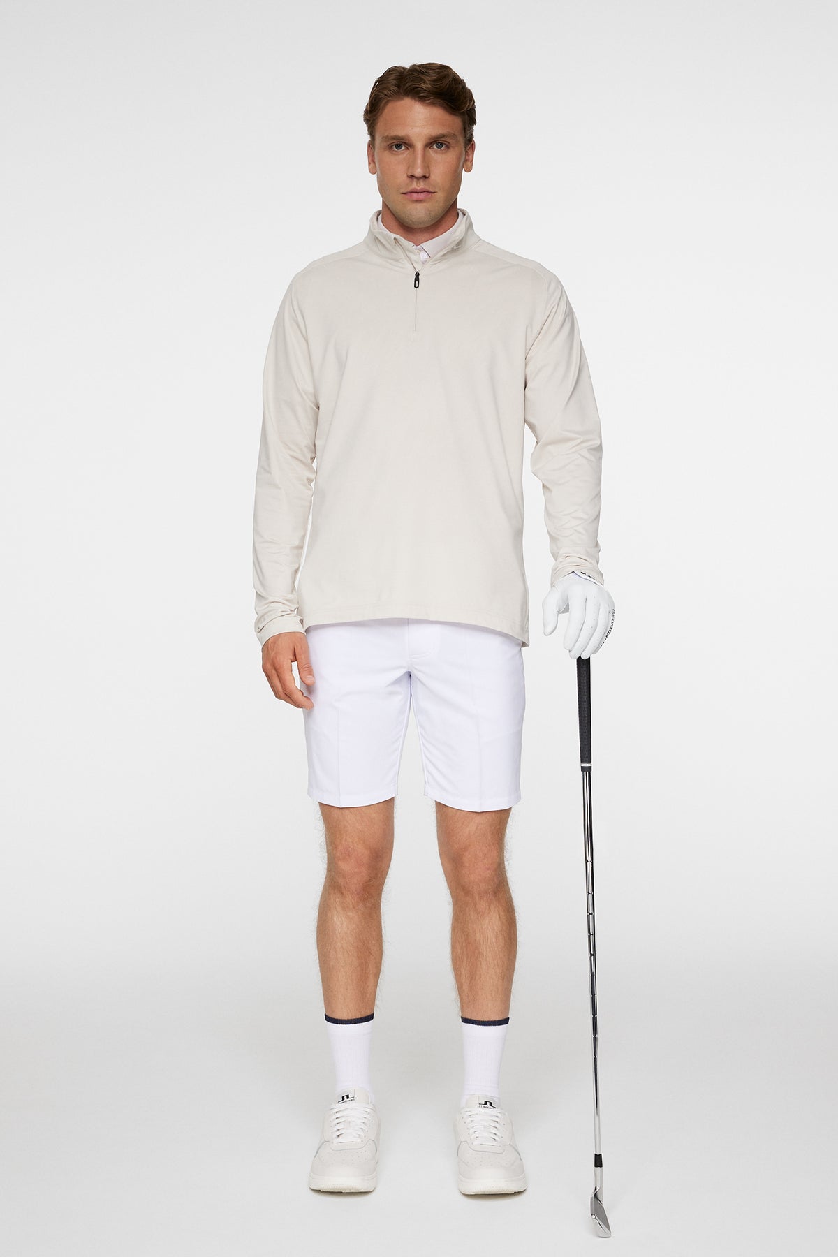 Harry Quarter Zip Mid Layer in Moonbeam by J.Lindeberg