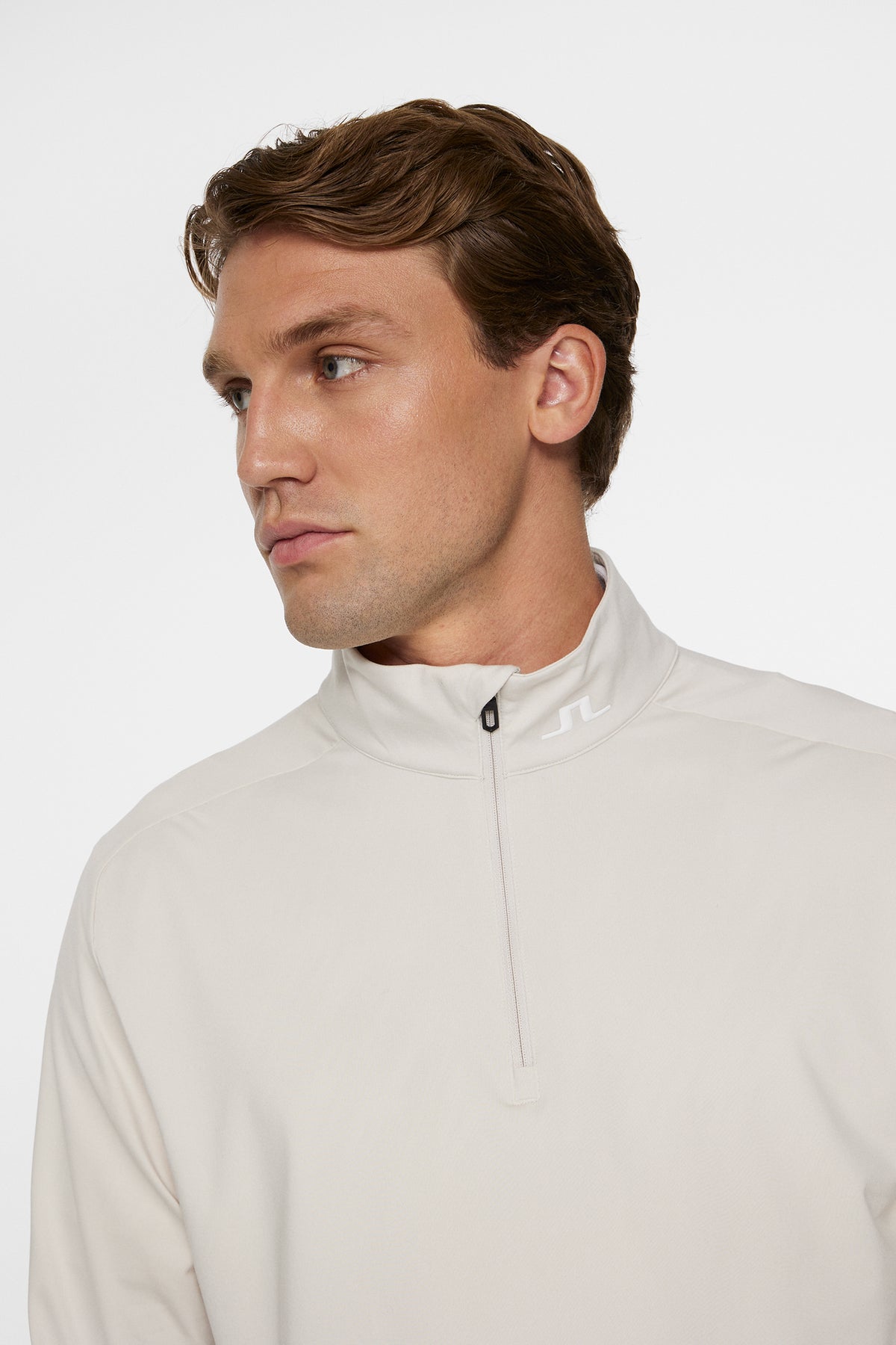 Harry Quarter Zip Mid Layer in Moonbeam by J.Lindeberg