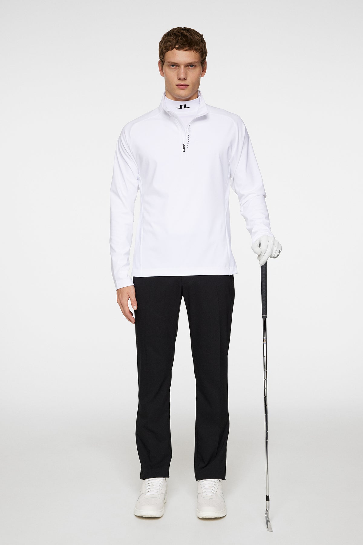 Mathias Zip Mid Layer in White by J.Lindeberg