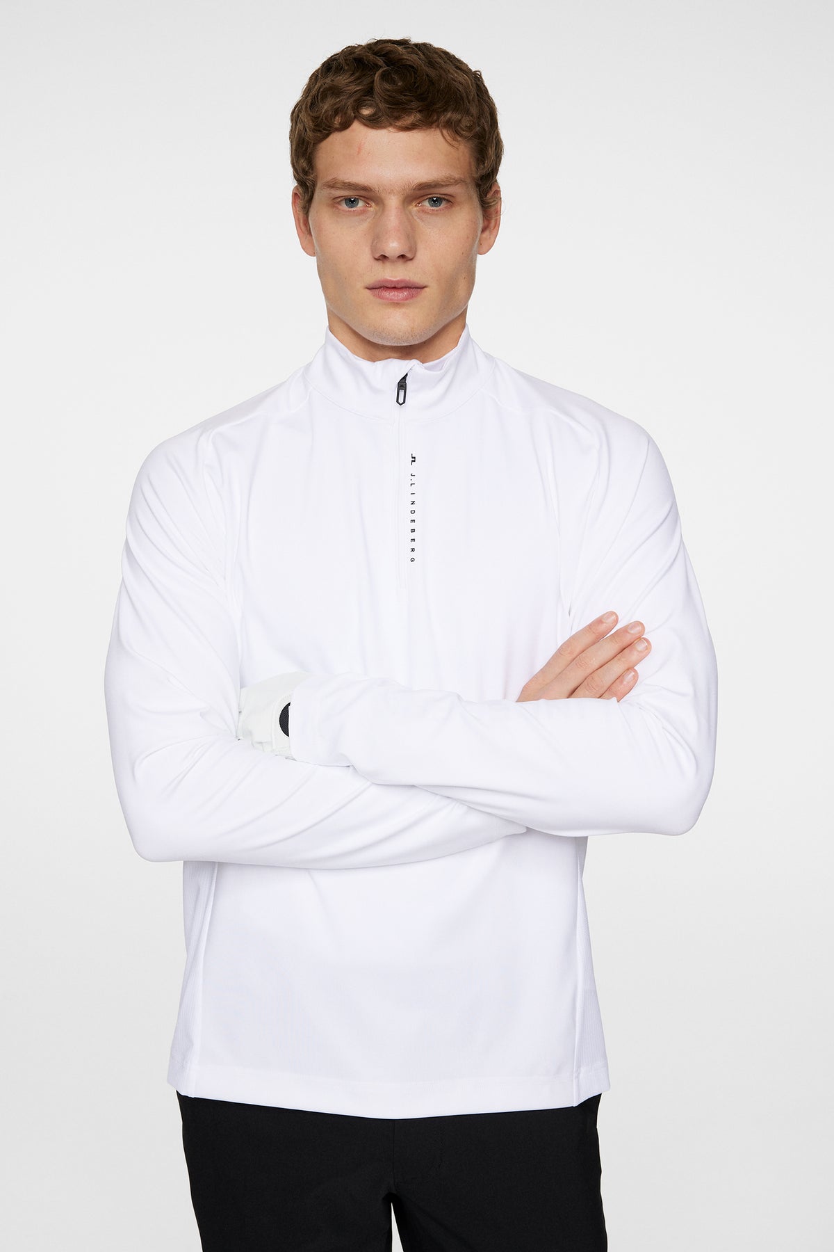 Mathias Zip Mid Layer in White by J.Lindeberg