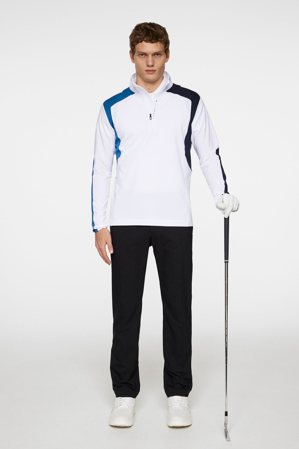 Leander Quarter Zip Mid Layer in White by J.Lindeberg