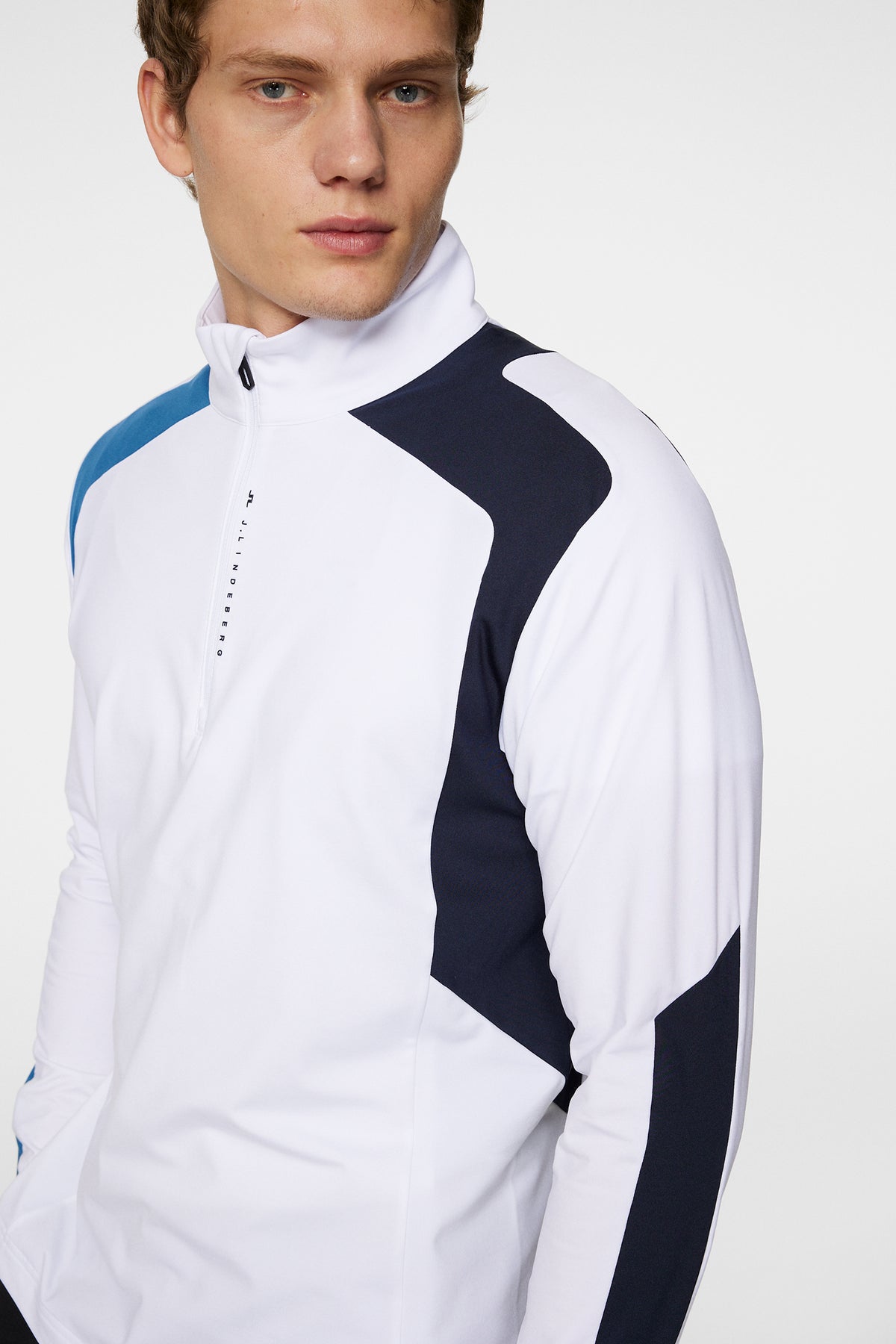 Leander Quarter Zip Mid Layer in White by J.Lindeberg