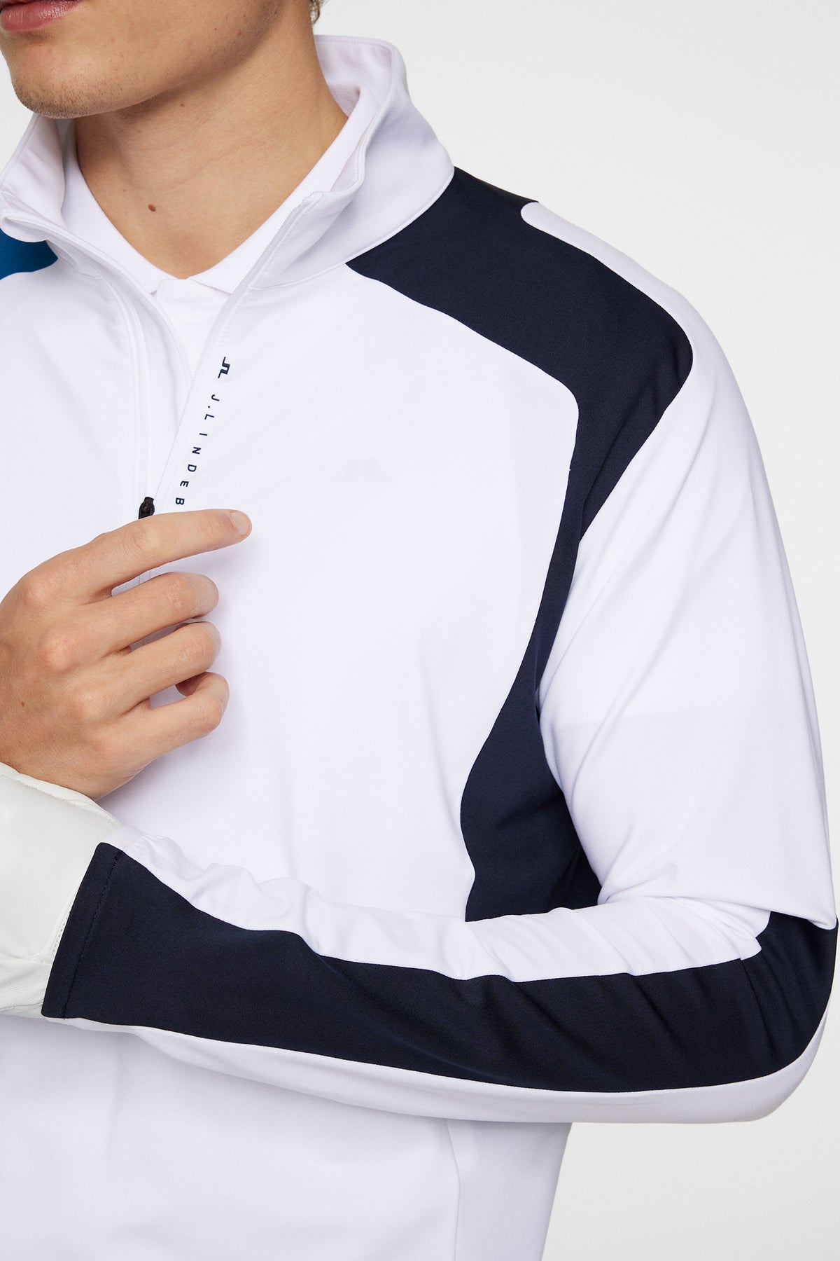 Leander Quarter Zip Mid Layer in White by J.Lindeberg