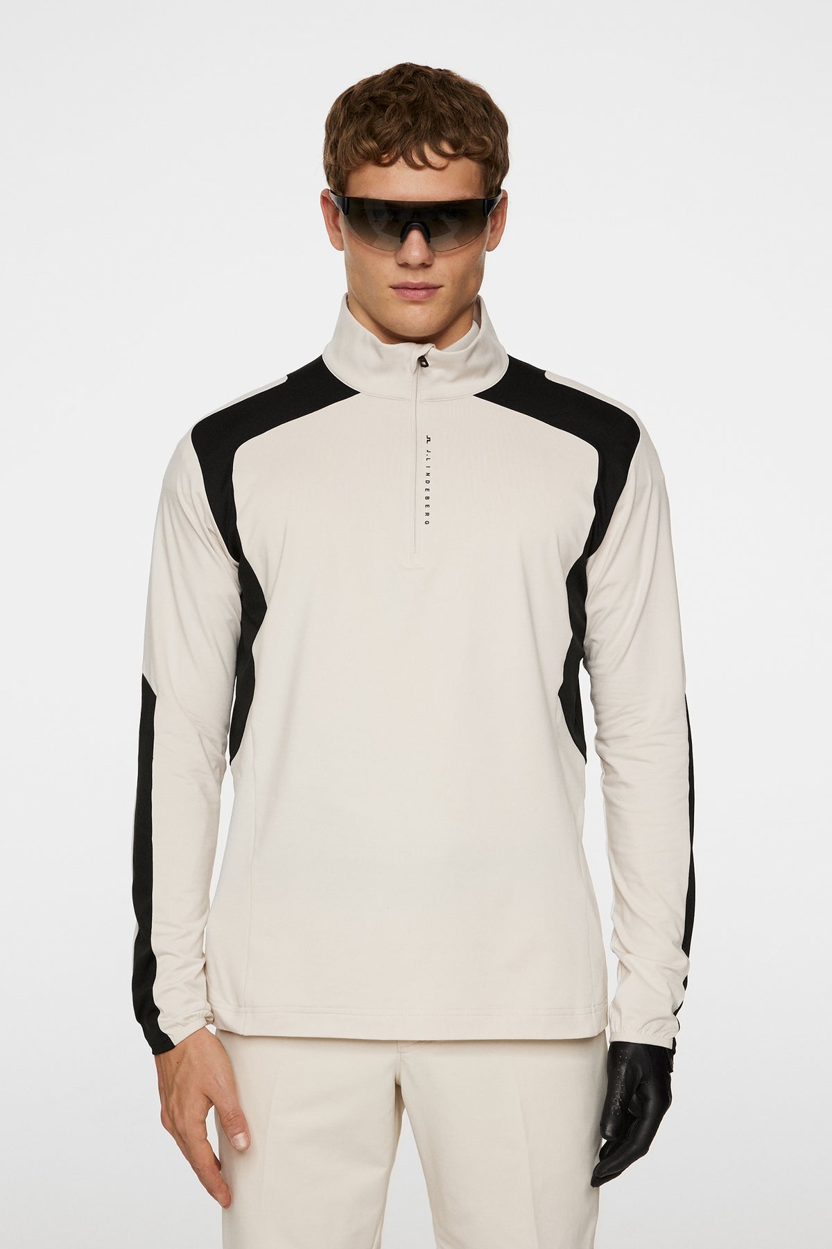 Leander Quarter Zip Mid Layer in Moonbeam by J.Lindeberg