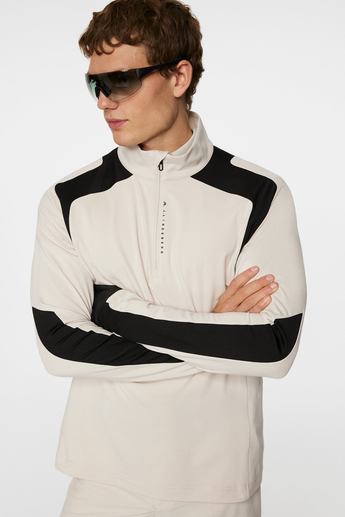 Leander Quarter Zip Mid Layer in Moonbeam by J.Lindeberg