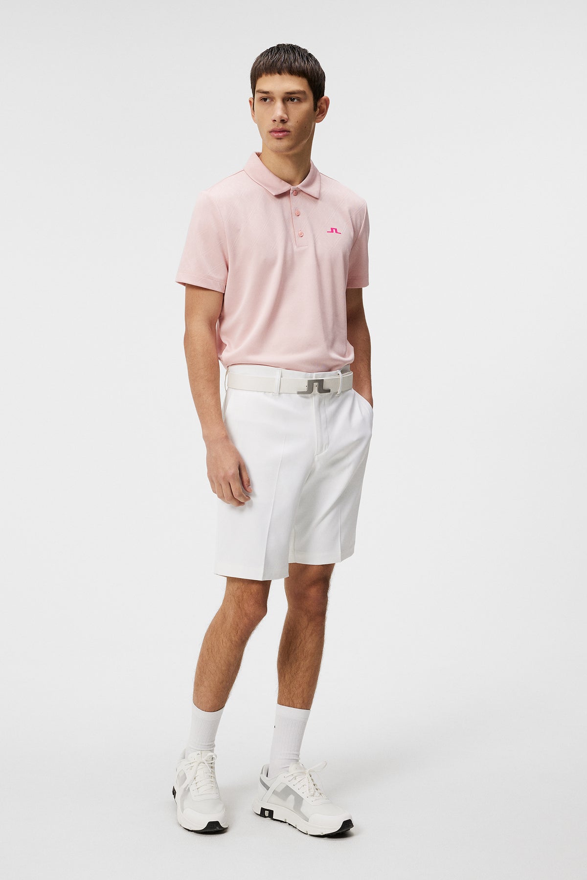 Halto Regular Fit Polo in Geo Powder Pink by J.Lindeberg